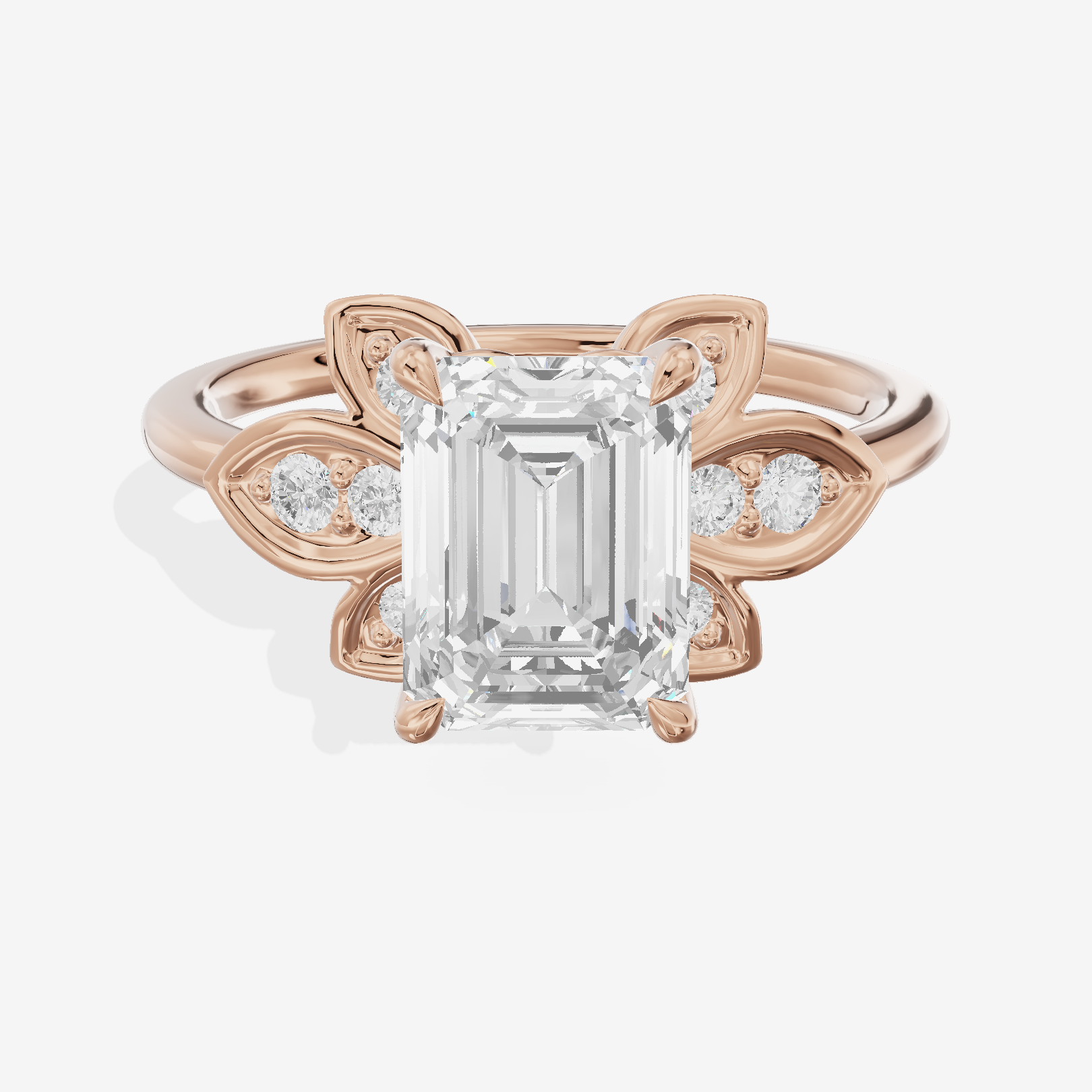 Petite Whisper Emerald Engagement Ring with Side Stones (1/10 ct. tw.) in 18K Rose Gold