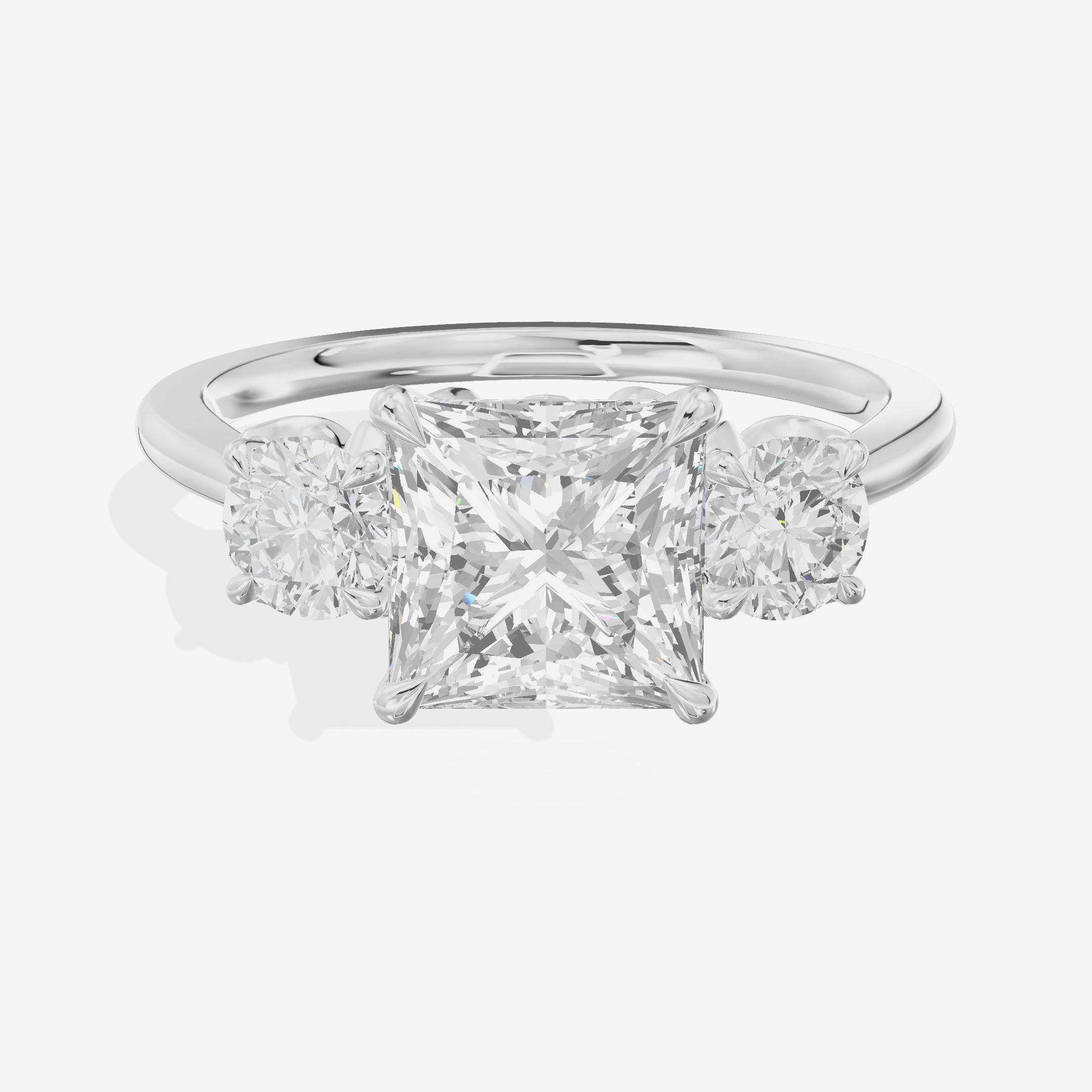 Modern Sincere Three Stone Princess Engagement Ring (1/2 ct. tw.) in 14K White Gold