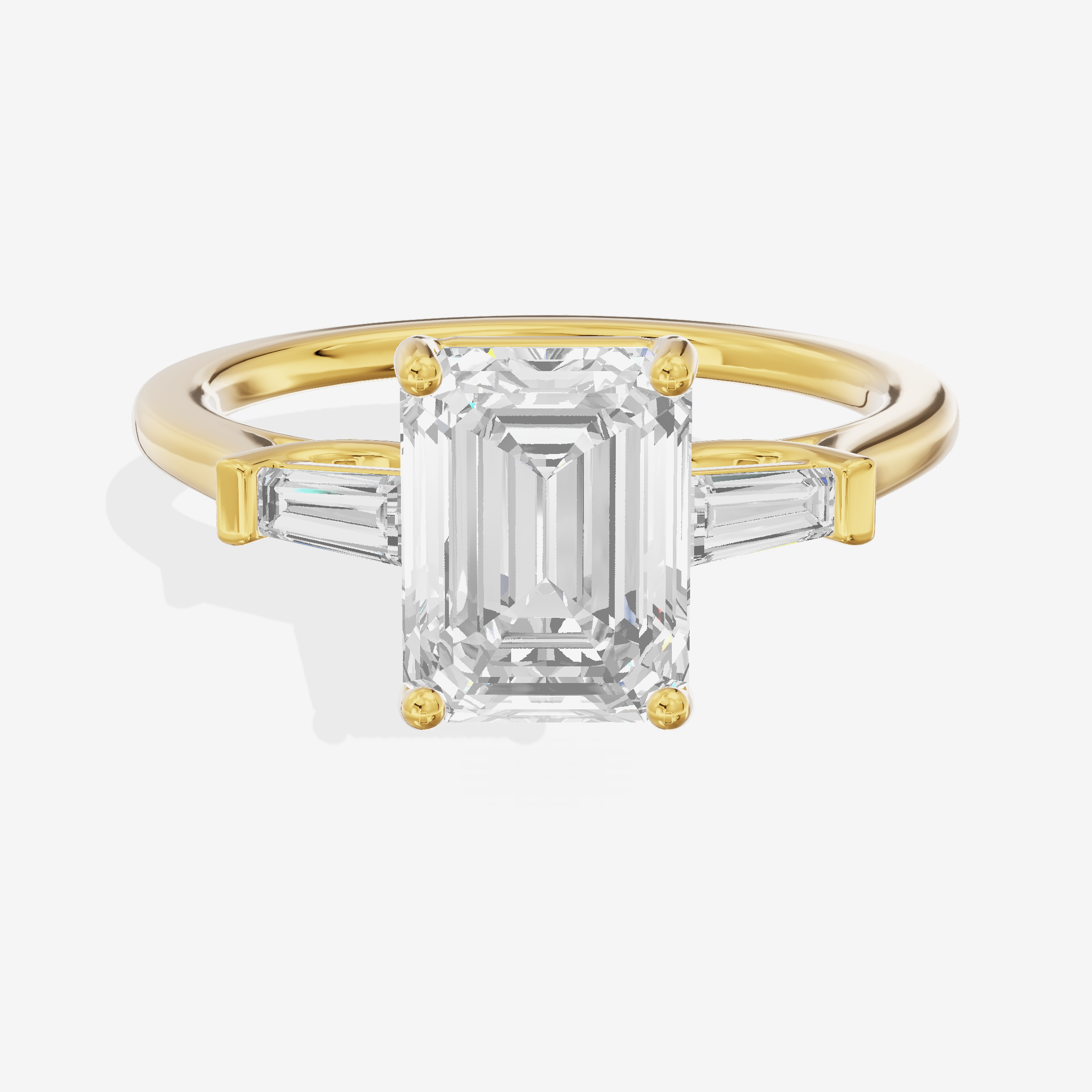 Petite Halcyon Emerald Engagement Ring with Side Stones (1/6 ct. tw.) in 14K Yellow Gold