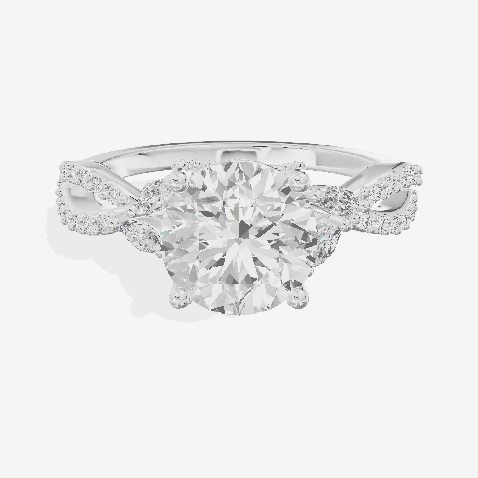 Luxe Heartline 1.5mm Round Engagement Ring with Side Stones (1/3 ct. tw.) in Platinum