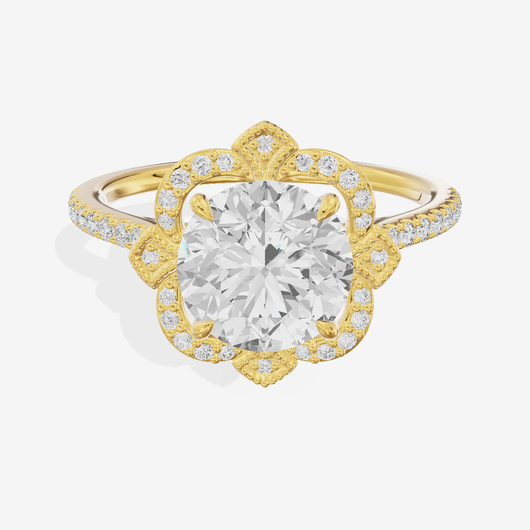Selenia Halo Round Engagement Ring (1/6 ct. tw.) in 18K Yellow Gold