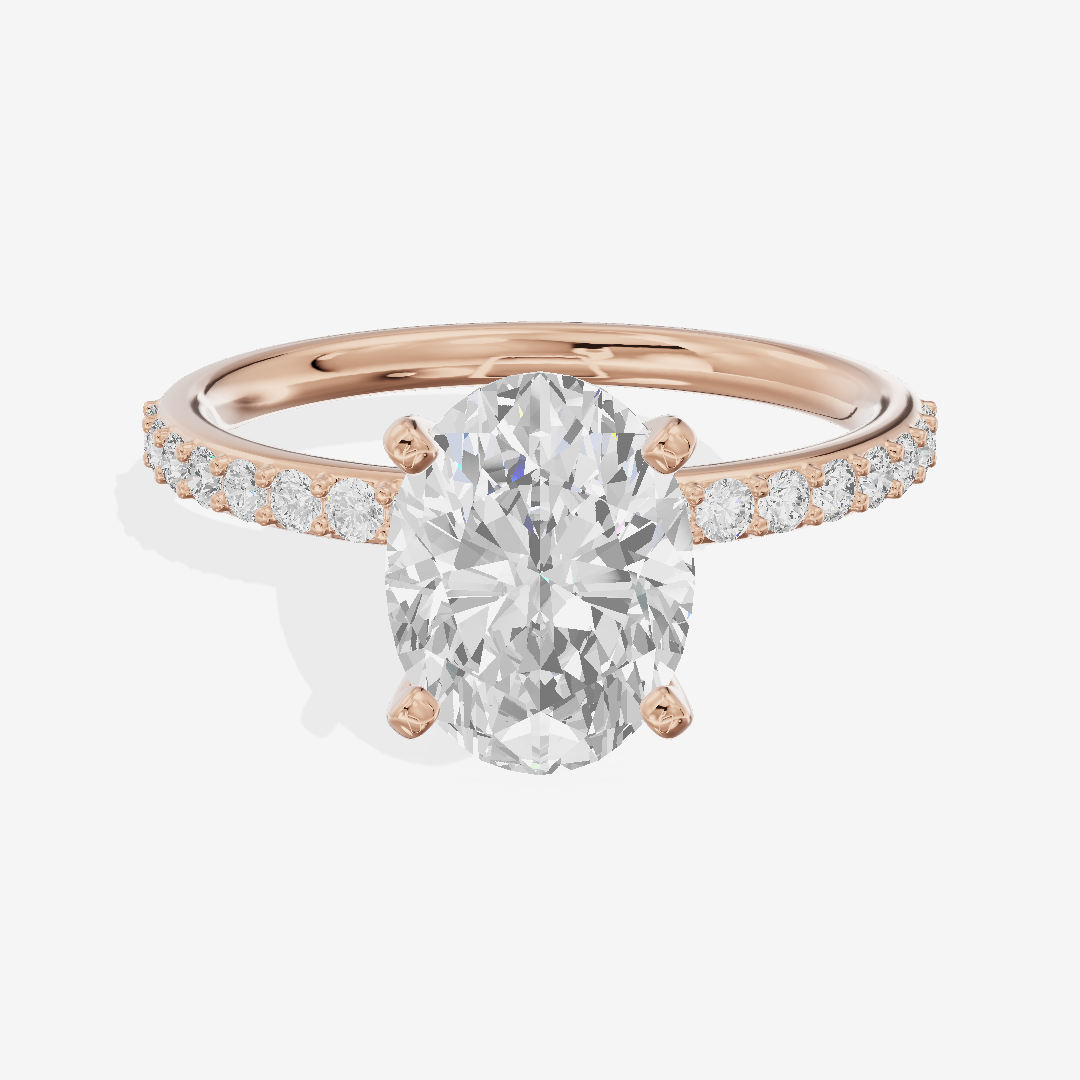 One of One Petite Oval Engagement Ring with Side Stones (1/4 ct. tw.) in 18K Rose Gold
