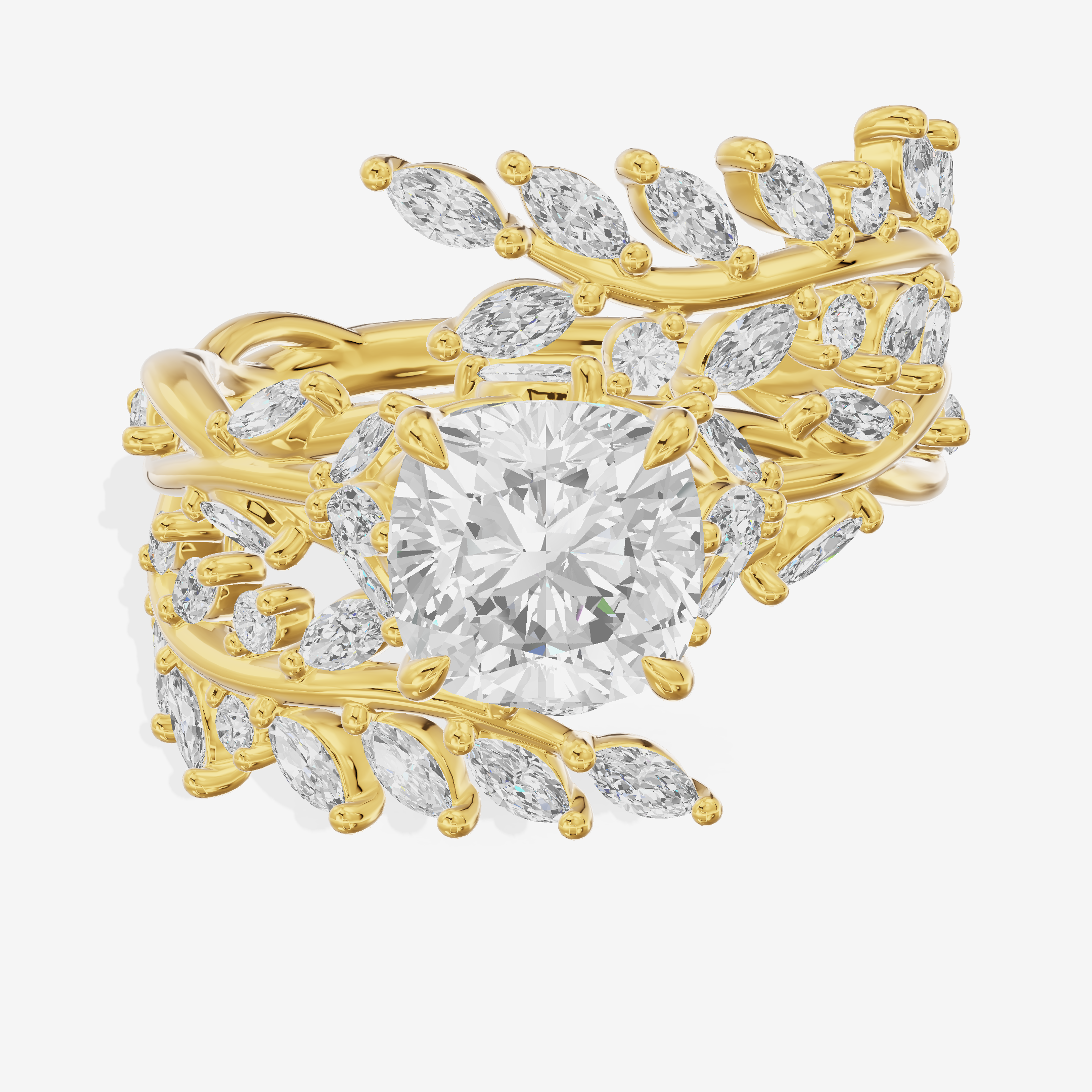 Tender Maia Cushion Engagement Ring with Side Stones (1/15 ct. tw.) in 14K Yellow Gold