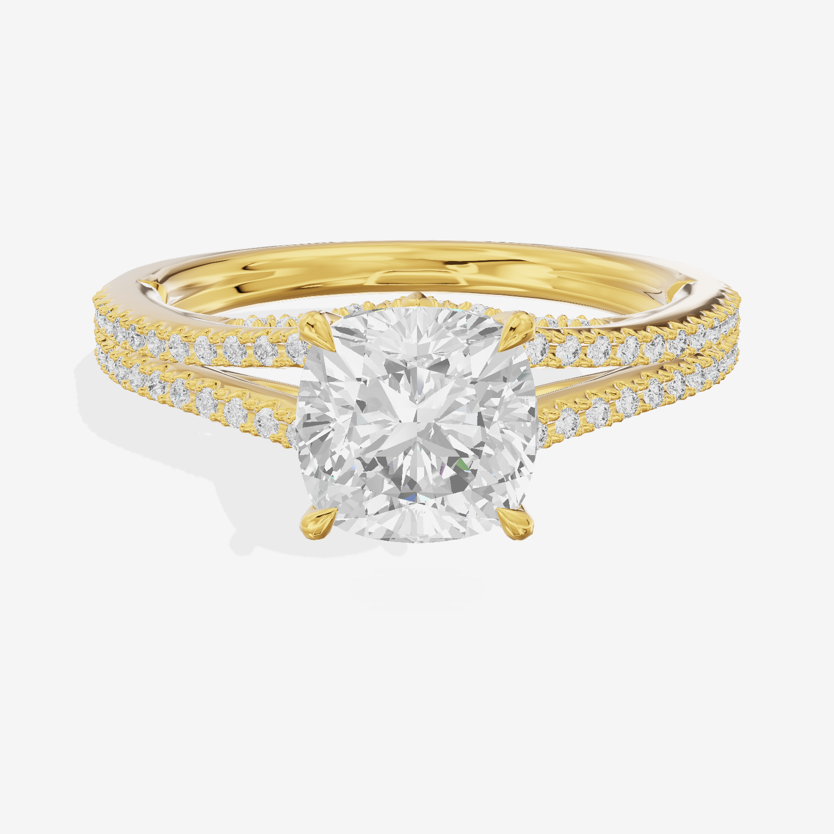 Aimora Cathedral 2mm Cushion Solitaire Engagement Ring (1/3 ct. tw.) in 14K Yellow Gold