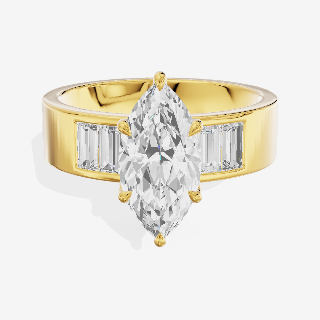 Grand Sincere Marquise Engagement Ring with Side Stones (3/5 ct. tw.) in 18K Yellow Gold
