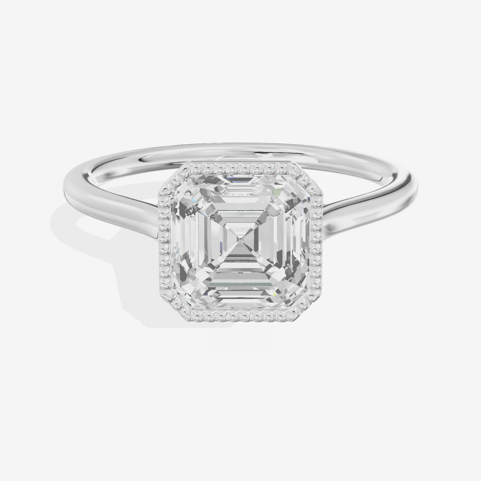 Modern Coeurine 1.5mm Asscher Bezel Engagement Ring in 18K White Gold