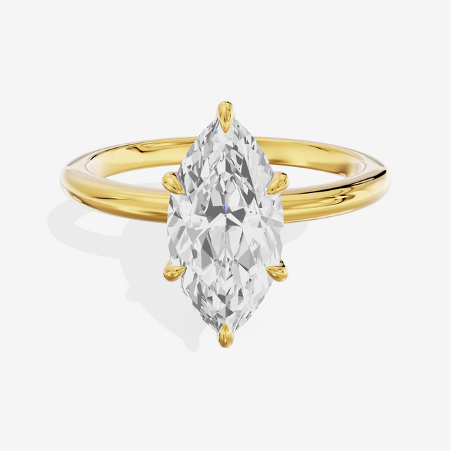 Vowsae Solitaire 1.8mm Marquise Six-Prong Engagement Ring in 14K Yellow Gold