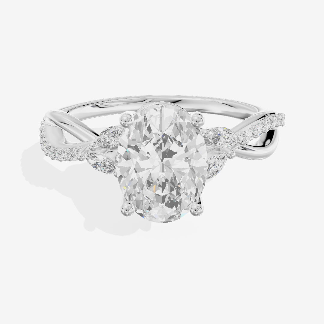 Petite Twine Oval Twisted Engagement Ring (1/5 ct. tw.) in 14K White Gold
