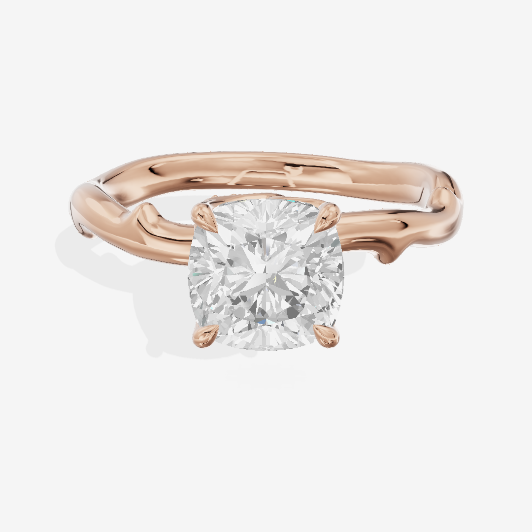Grand Cherubine Cushion Engagement Ring with Side Stones (1/4 ct. tw.) in 14K Rose Gold