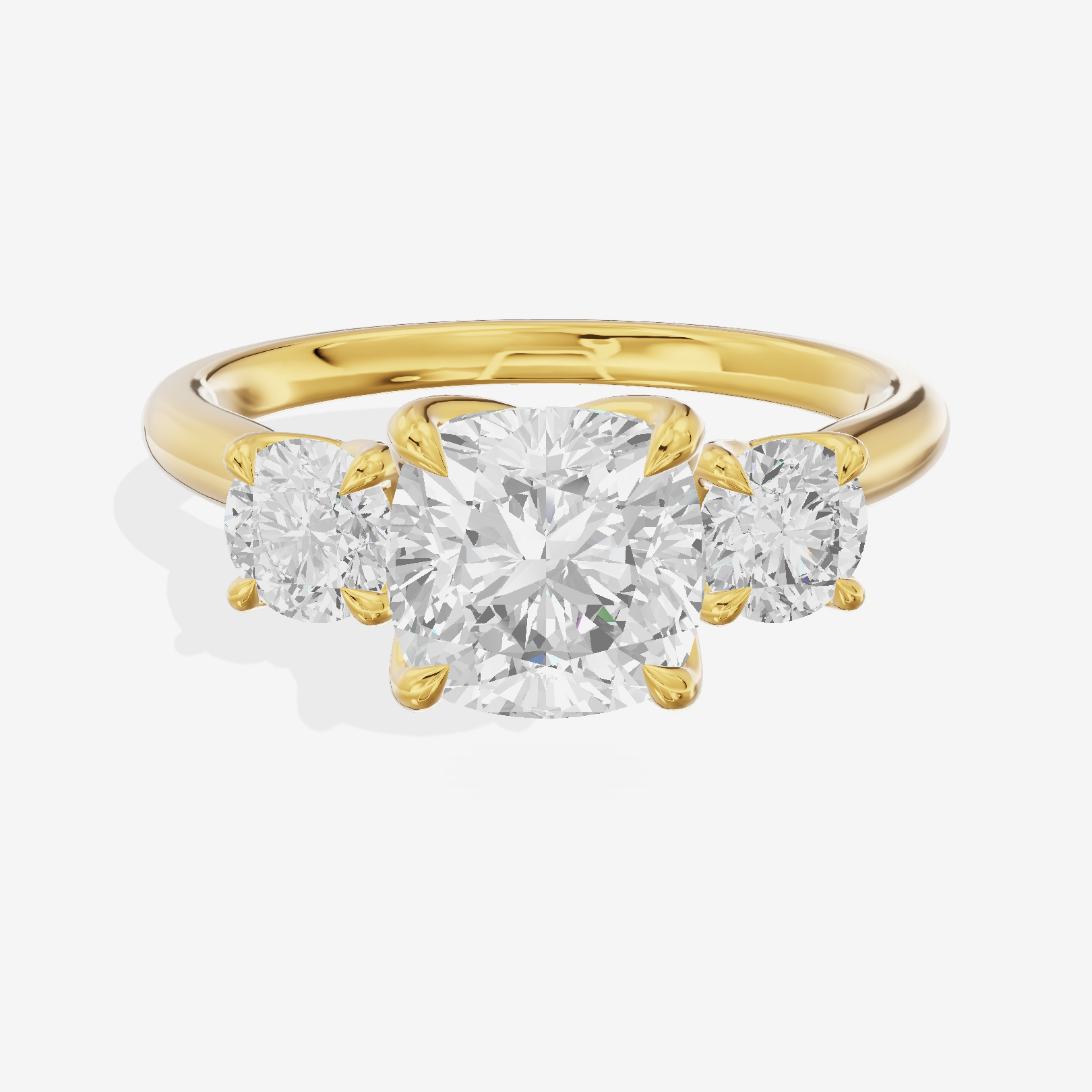 Grand Triade Cushion Three Stone Engagement Ring (2/5 ct. tw.) in 18K Yellow Gold