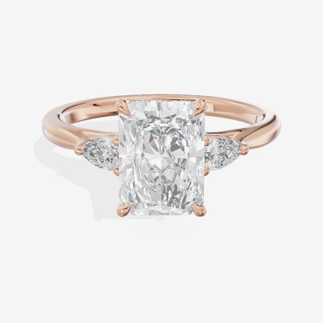 Aurea Three Stone Radiant Engagement Ring (1/4 ct. tw.) in 14K Rose Gold
