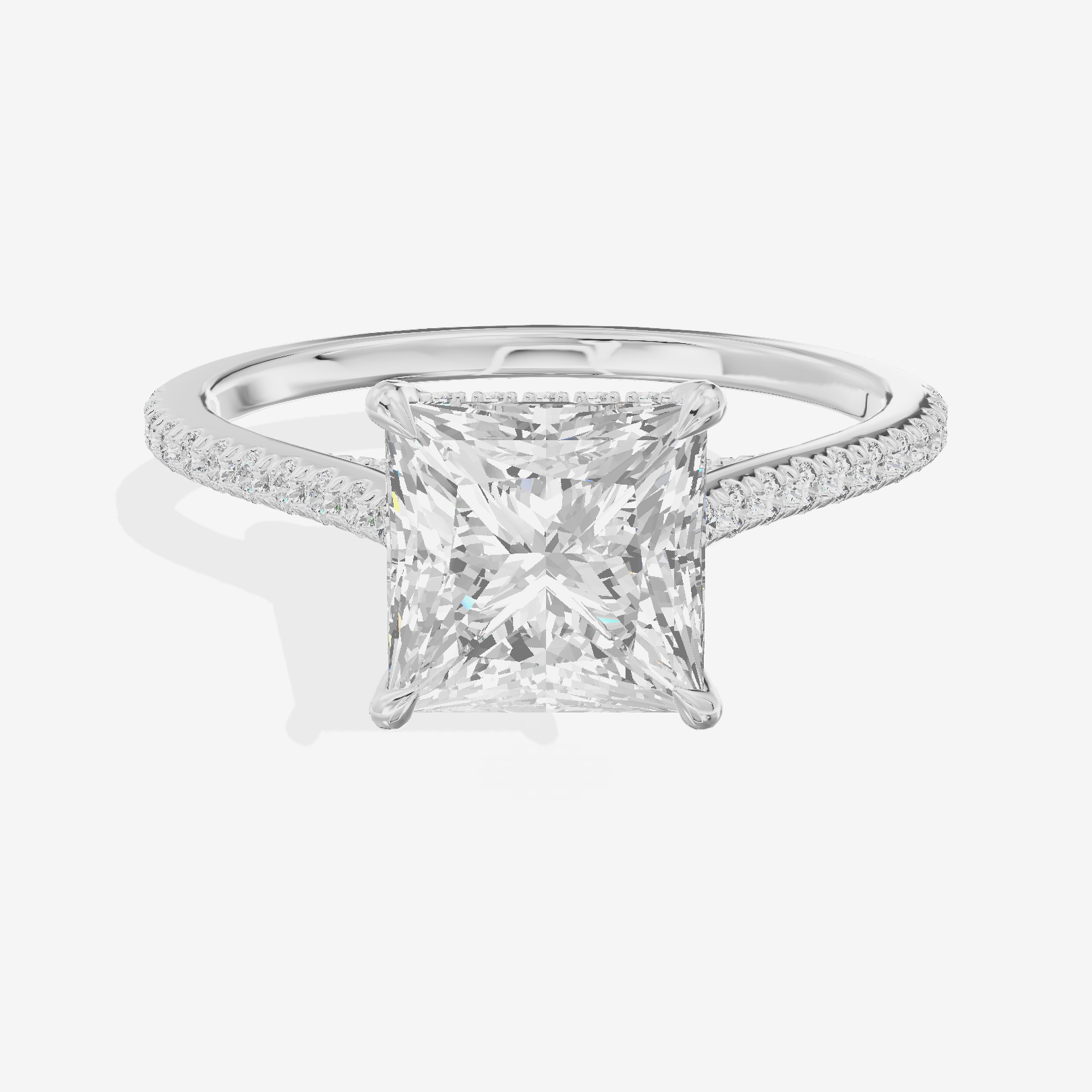 Luxe Aimora Princess Engagement Ring with Side Stones (1/4 ct. tw.) in Platinum