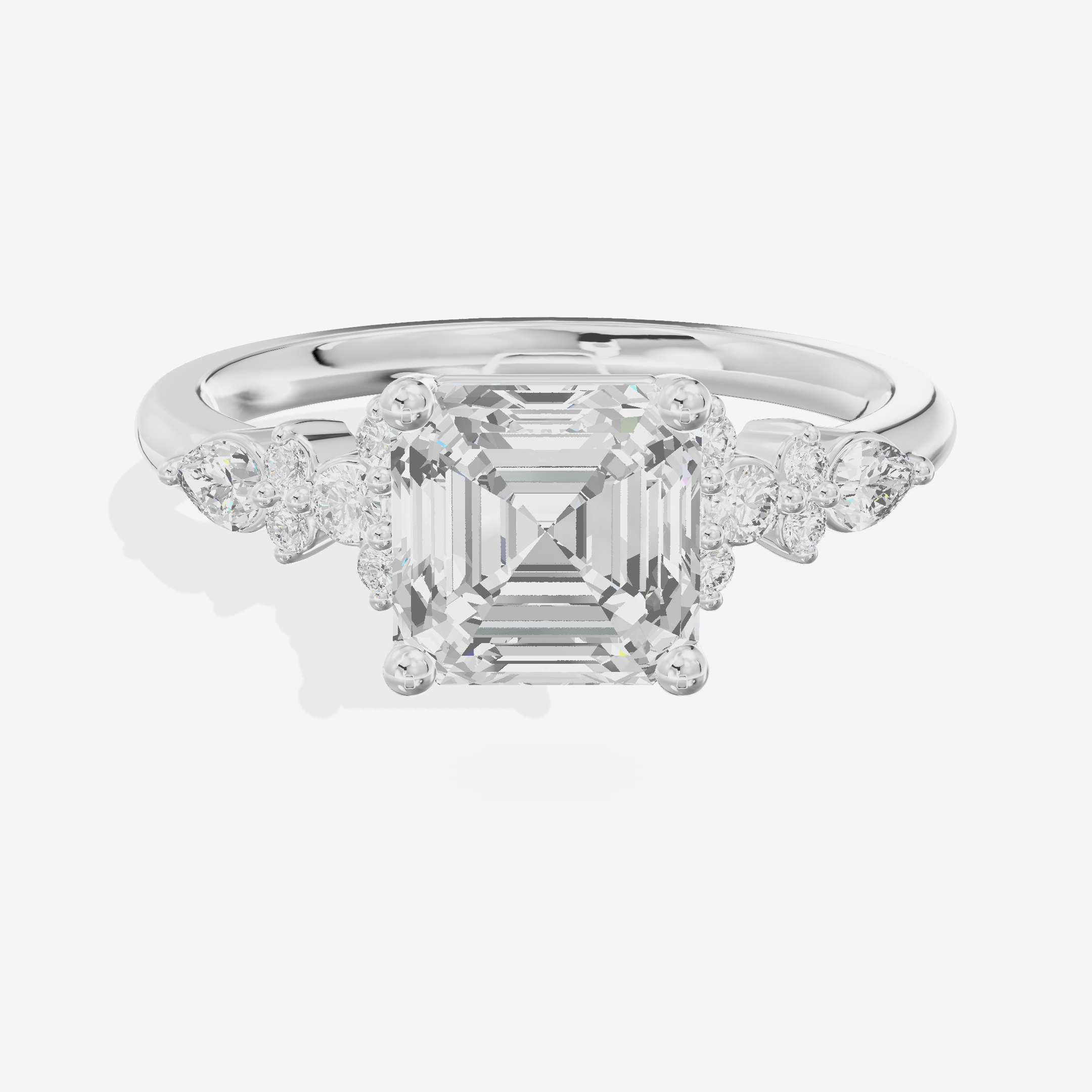 Tender Adorae Asscher Engagement Ring with Side Stones (1/5 ct. tw.) in Platinum