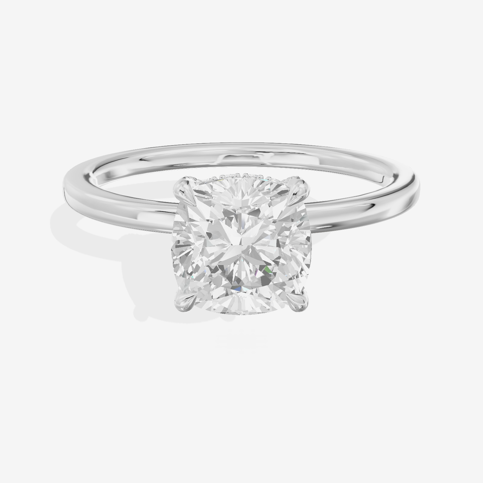 Lustrous Linger Cushion Engagement Ring with Side Stones (1/10 ct. tw.) in Platinum