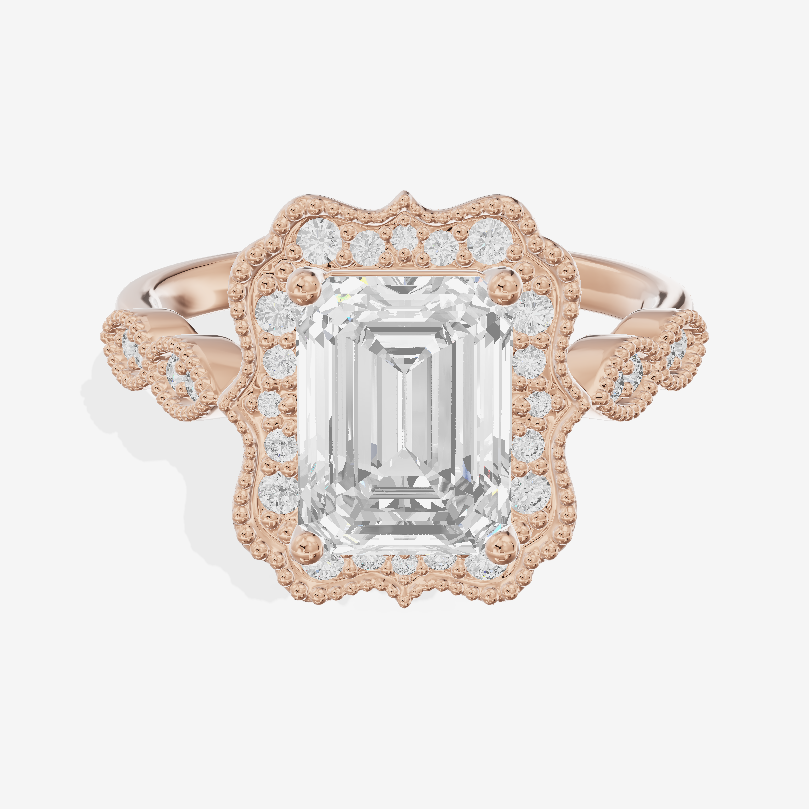 Luxe Liviana Emerald Halo Engagement Ring (2/3 ct. tw.) in 18K Rose Gold