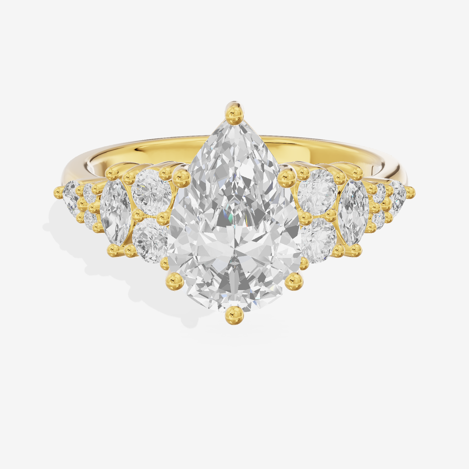 Modern Whisper Pear Engagement Ring with Side Stones (2/5 ct. tw.) in 18K Yellow Gold
