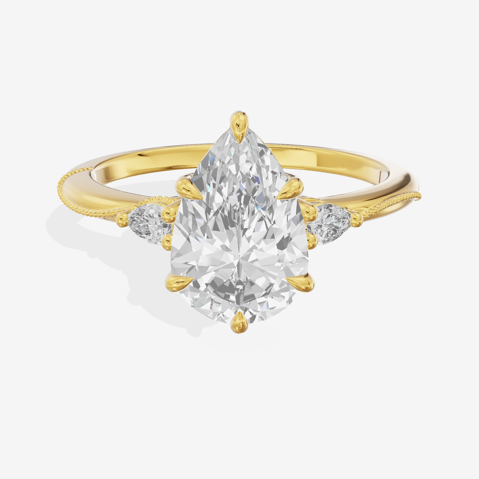 Luxe Triade Pear Three Stone Engagement Ring (1/2 ct. tw.) in 14K Yellow Gold