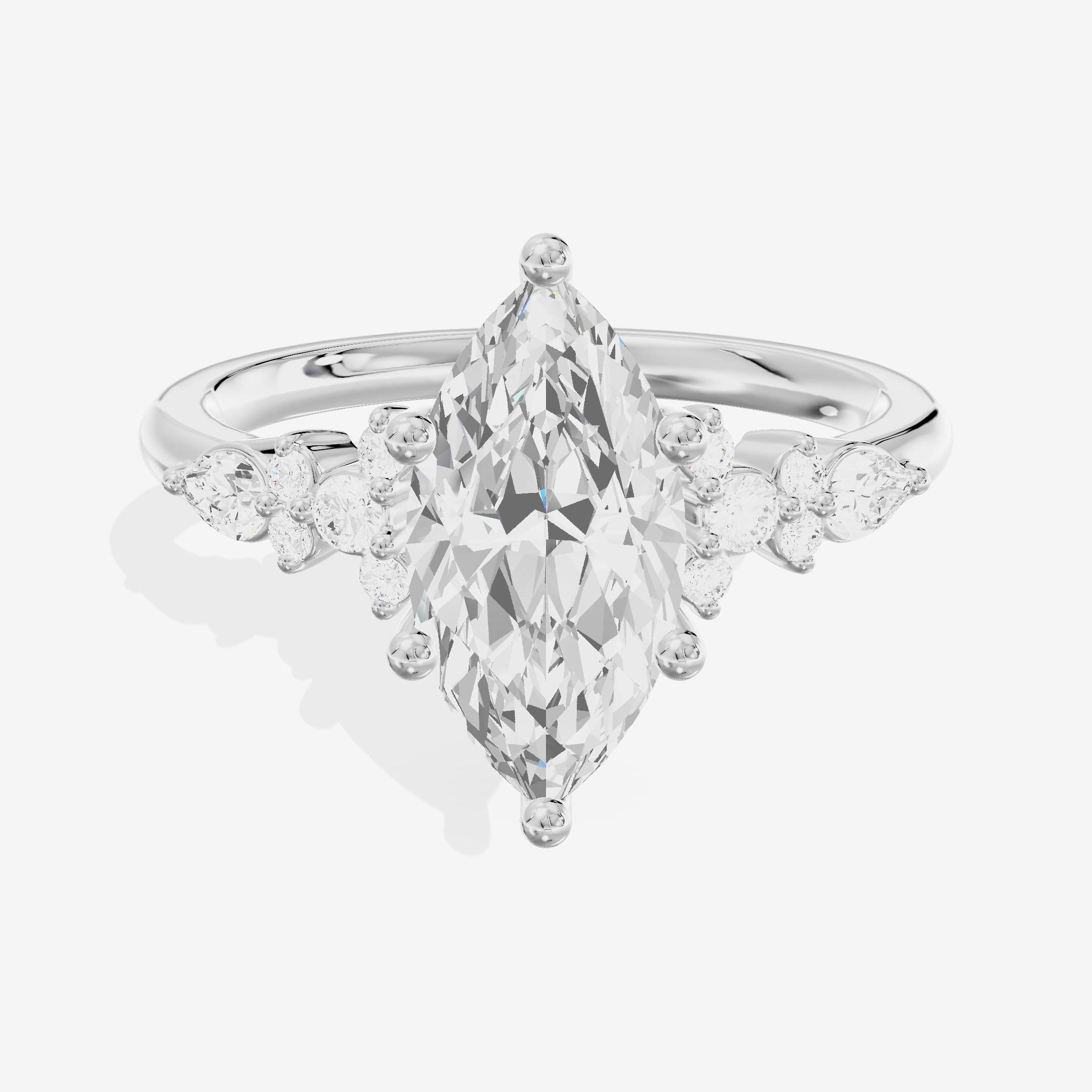 Tender Adorae Marquise Engagement Ring with Side Stones (1/5 ct. tw.) in Platinum