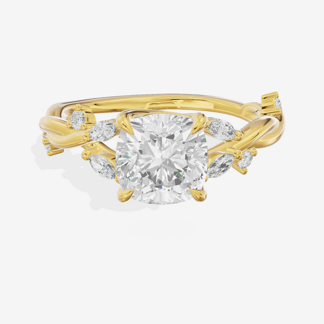 Twined Vowsae Cushion Twisted Engagement Ring (1/6 ct. tw.) in 14K Yellow Gold