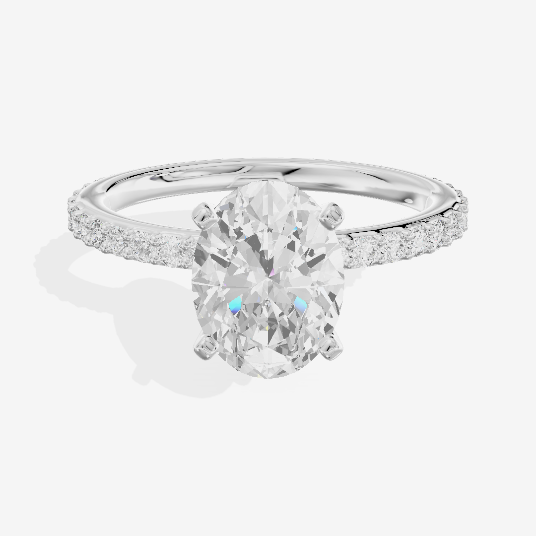Petite Trellise Oval Engagement Ring with Side Stones (1/3 ct. tw.) in 18K White Gold