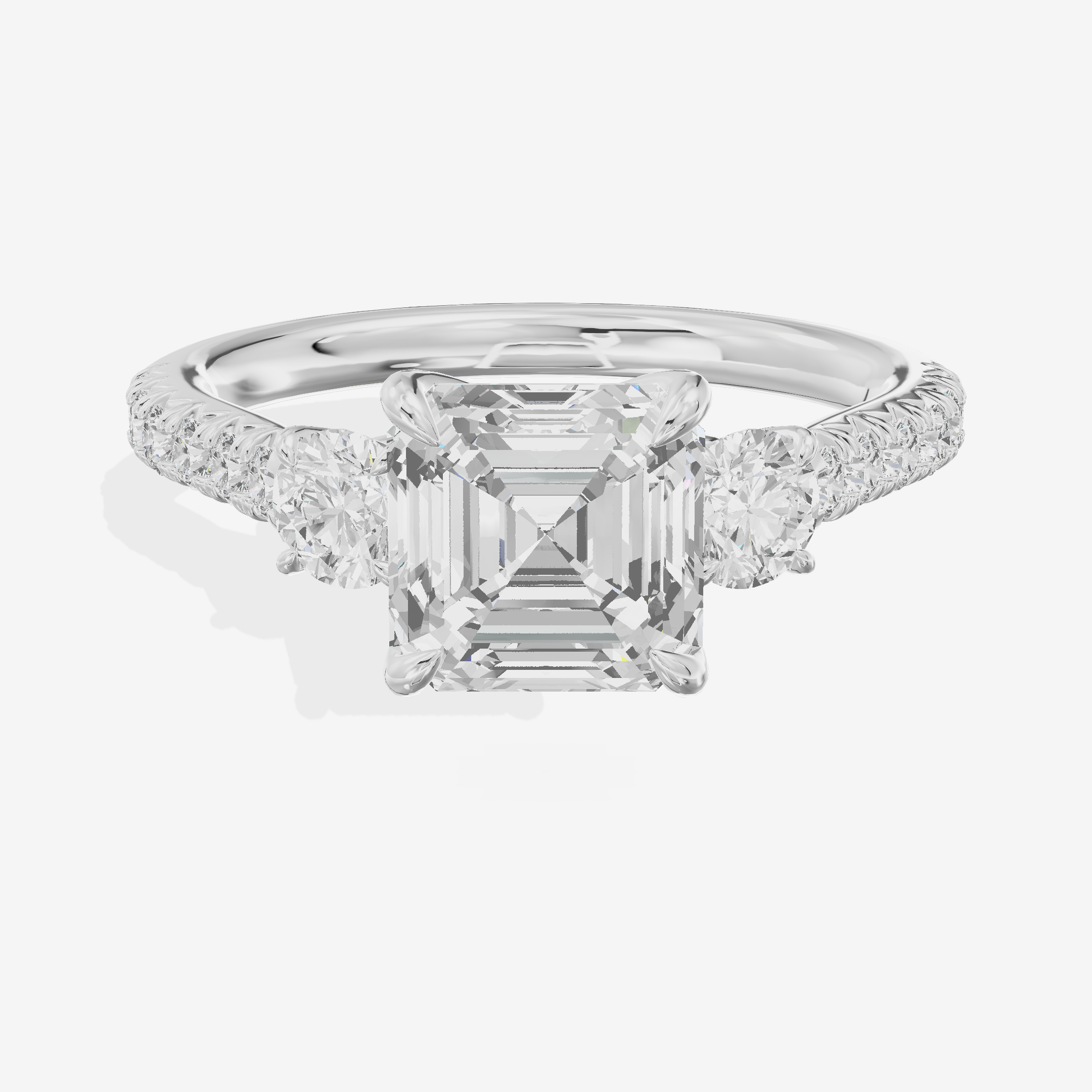 Triade Anniversary Anniversary Asscher Three Stone Engagement Ring (1/2 ct. tw.) in 18K White Gold