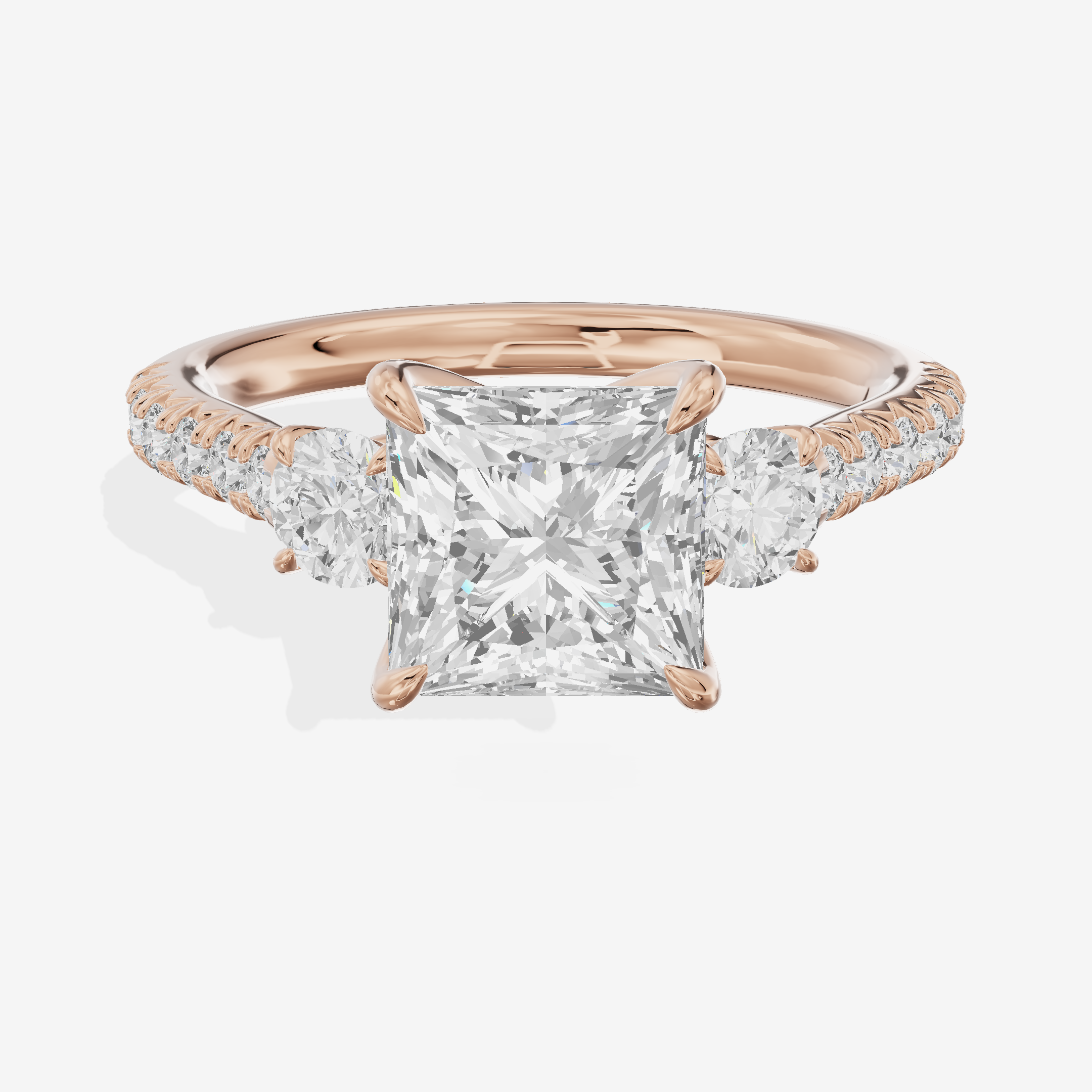 Triade Anniversary Anniversary Princess Three Stone Engagement Ring (1/2 ct. tw.) in 18K Rose Gold