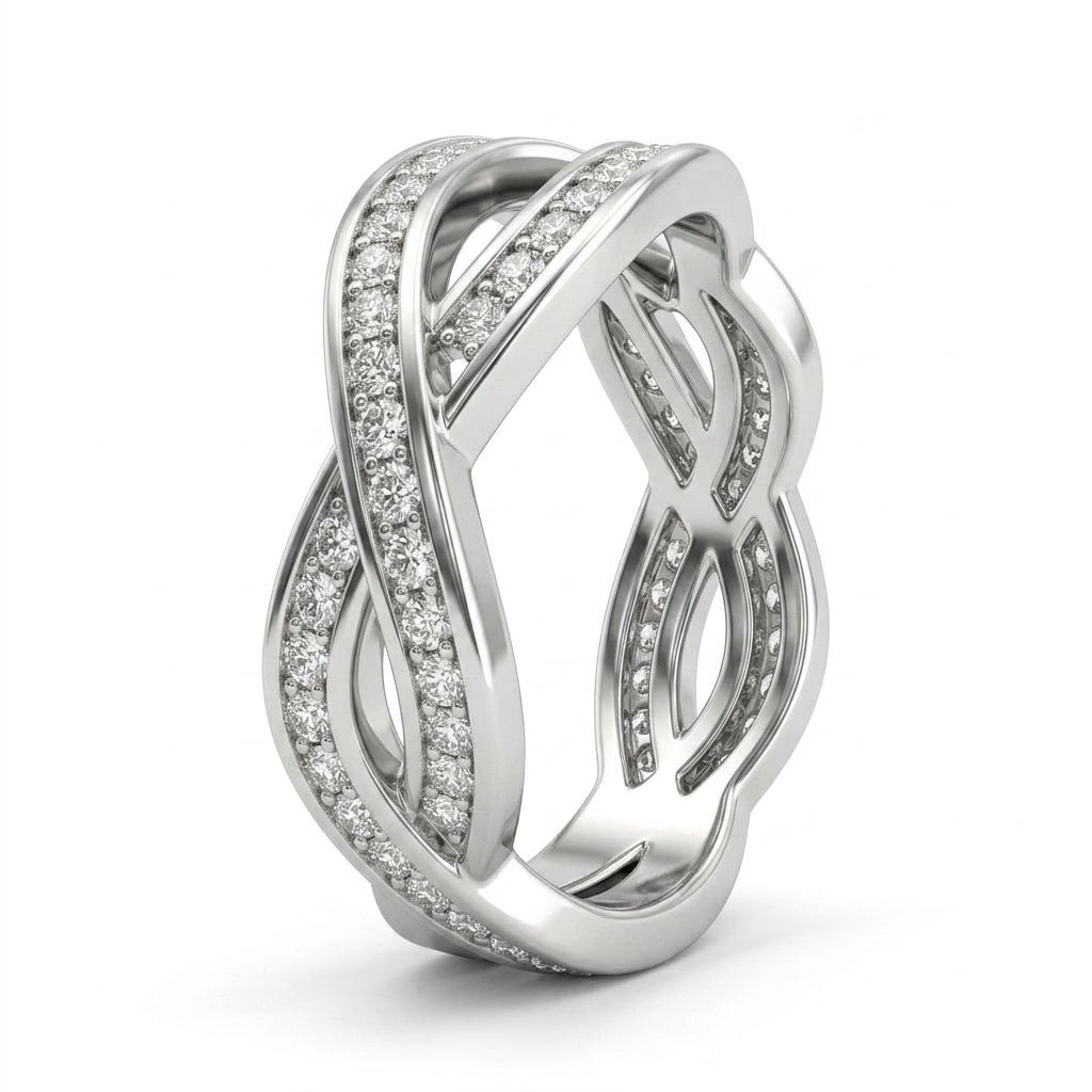 Flush Twist Round Wedding Band (1/5 ct. tw.) in Platinum