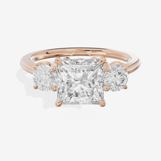 Royal Sincere Three Stone Princess Engagement Ring (2/3 ct. tw.) in 18K Rose Gold