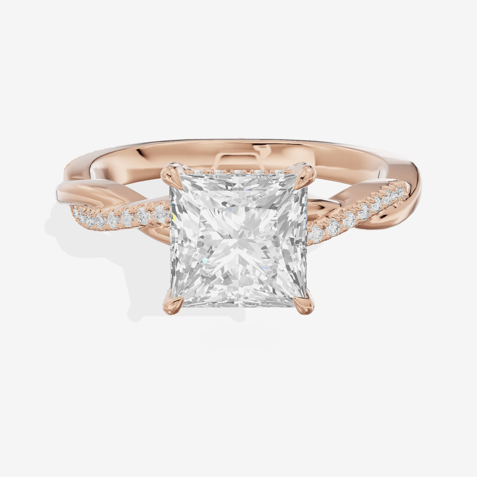 Petite Adorae Princess Hidden Halo Engagement Ring (1/5 ct. tw.) in 18K Rose Gold