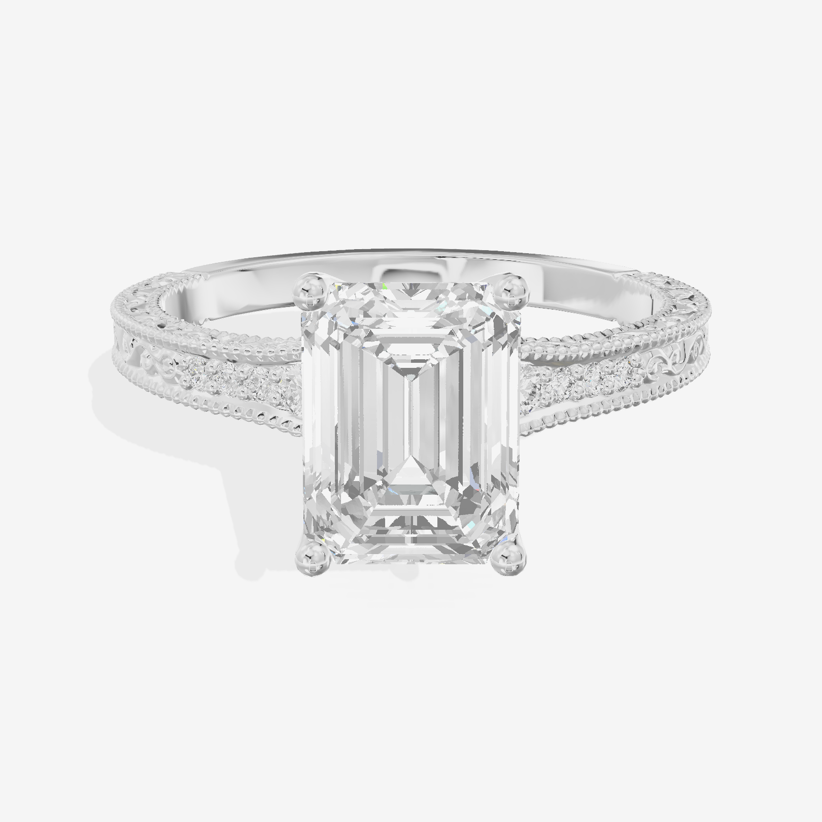 Vintage Sincere Emerald Engagement Ring (1/10 ct. tw.) in Platinum