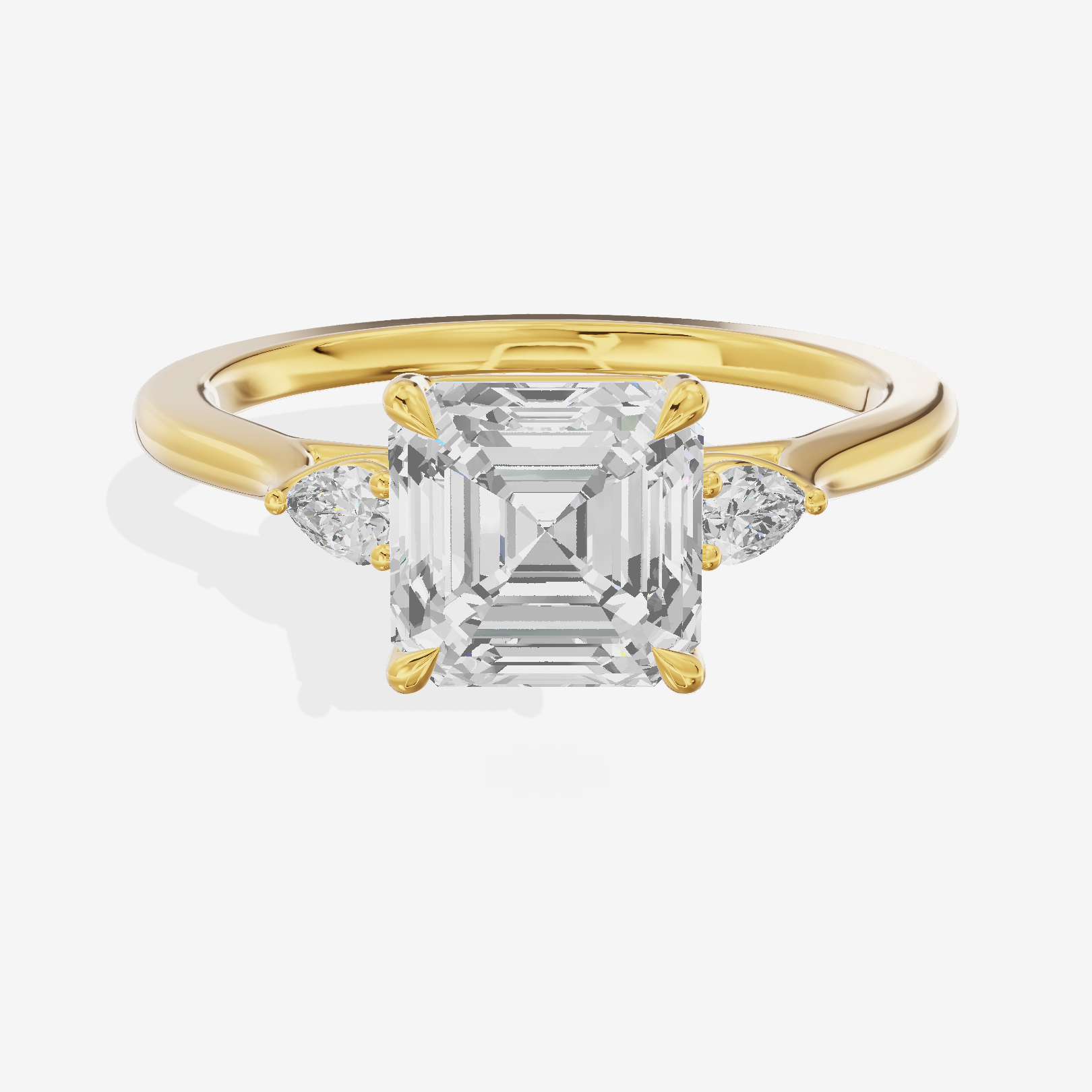 Triade Asscher Three Stone Engagement Ring (1/10 ct. tw.) in 14K Yellow Gold