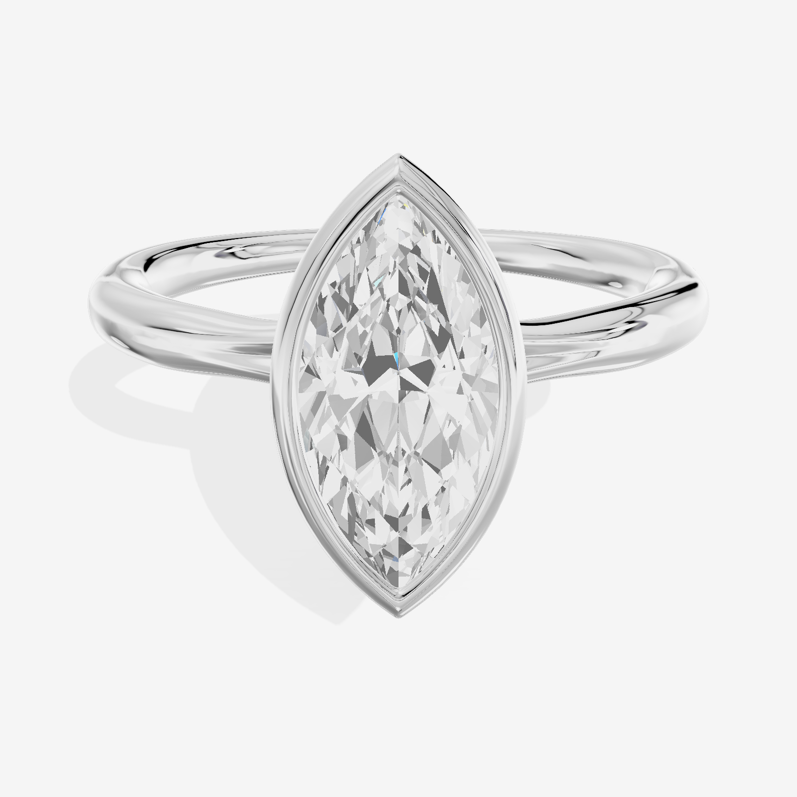 Coeurine Bezel 2mm Marquise Solitaire Engagement Ring in Platinum