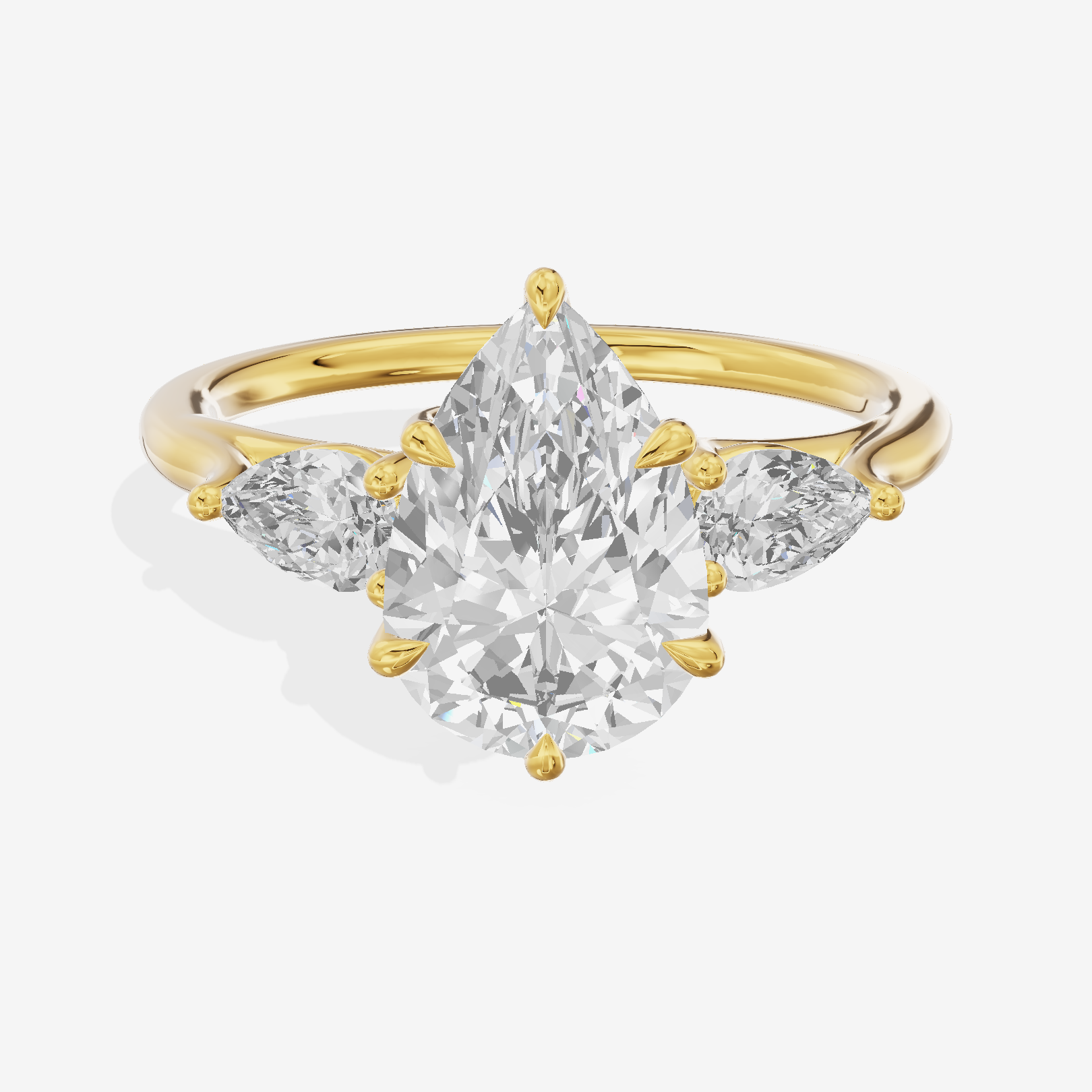 Luxe Sincere Three Stone Pear Engagement Ring (2/5 ct. tw.) in 14K Yellow Gold