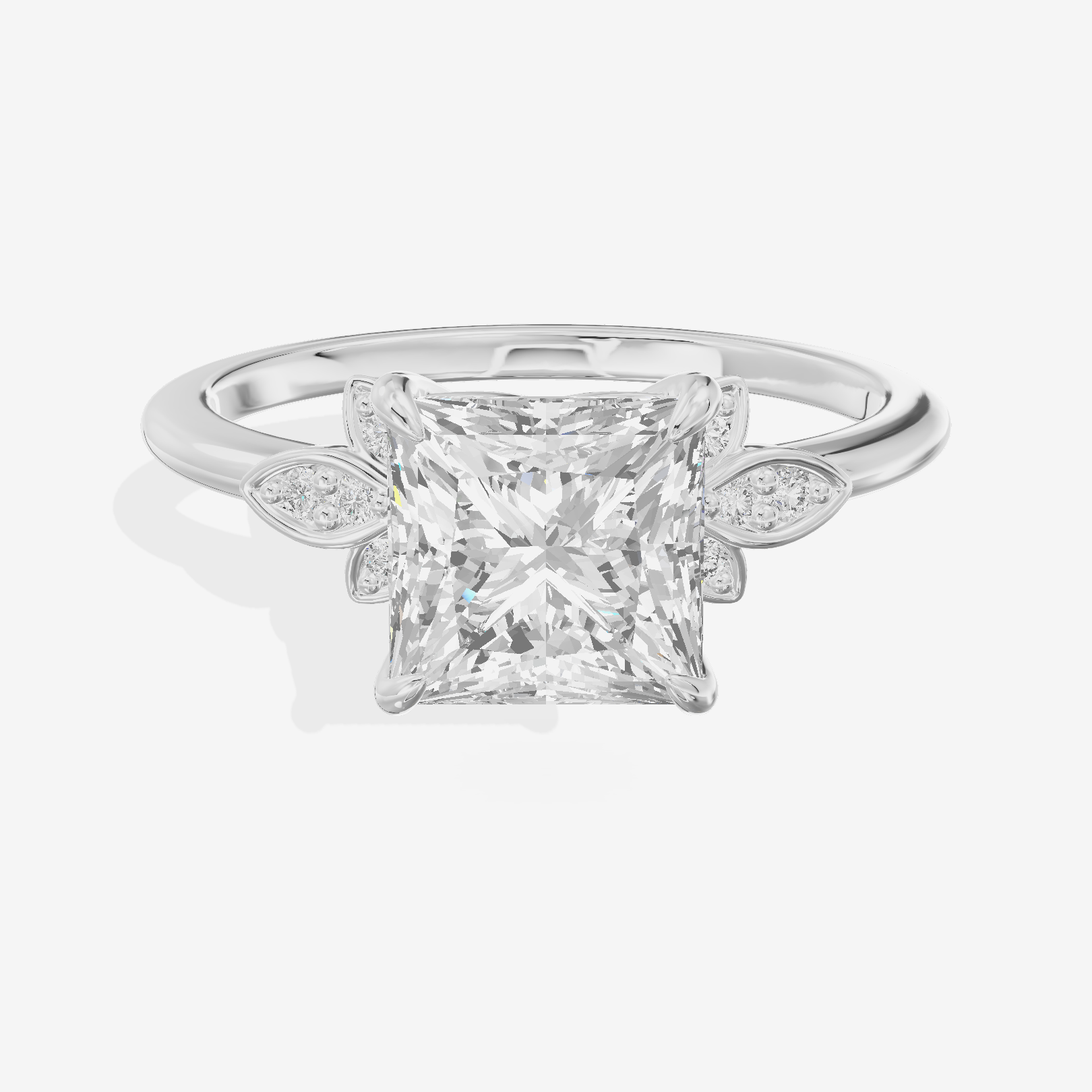 Trellise Princess Engagement Ring with Side Stones (1/20 ct. tw.) in Platinum