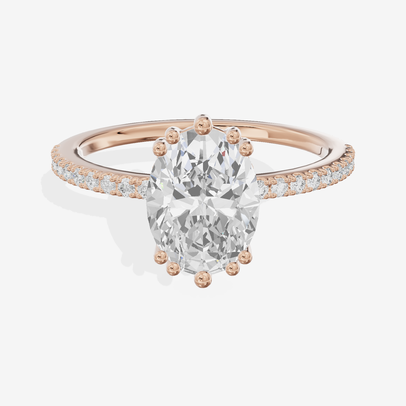 Luxe Mirelle Oval Hidden Halo Engagement Ring (1/6 ct. tw.) in 14K Rose Gold