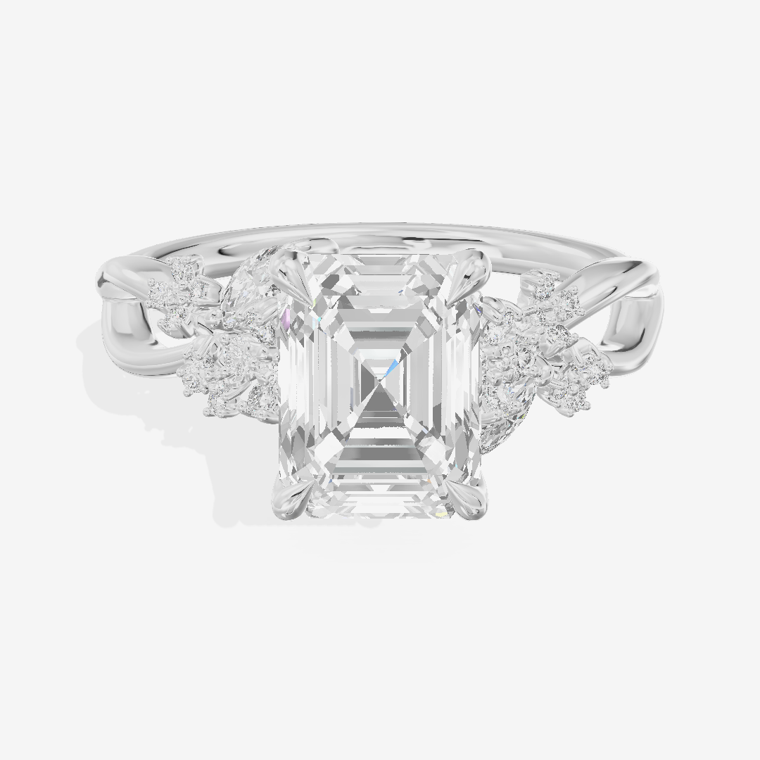 Classic Lightwoven Emerald Engagement Ring with Side Stones (1/4 ct. tw.) in Platinum
