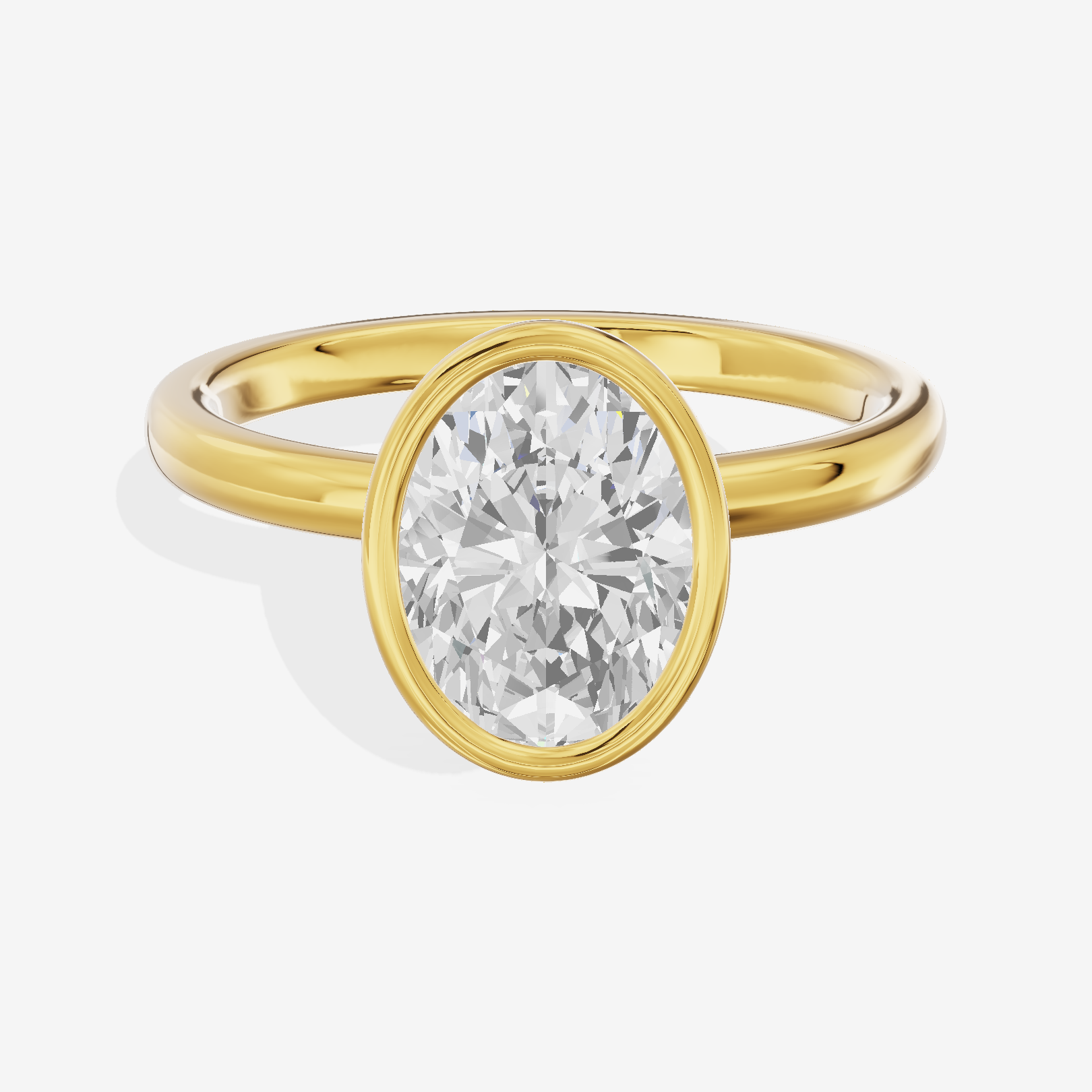 Trellise Bezel 2mm Oval Solitaire Engagement Ring in 14K Yellow Gold