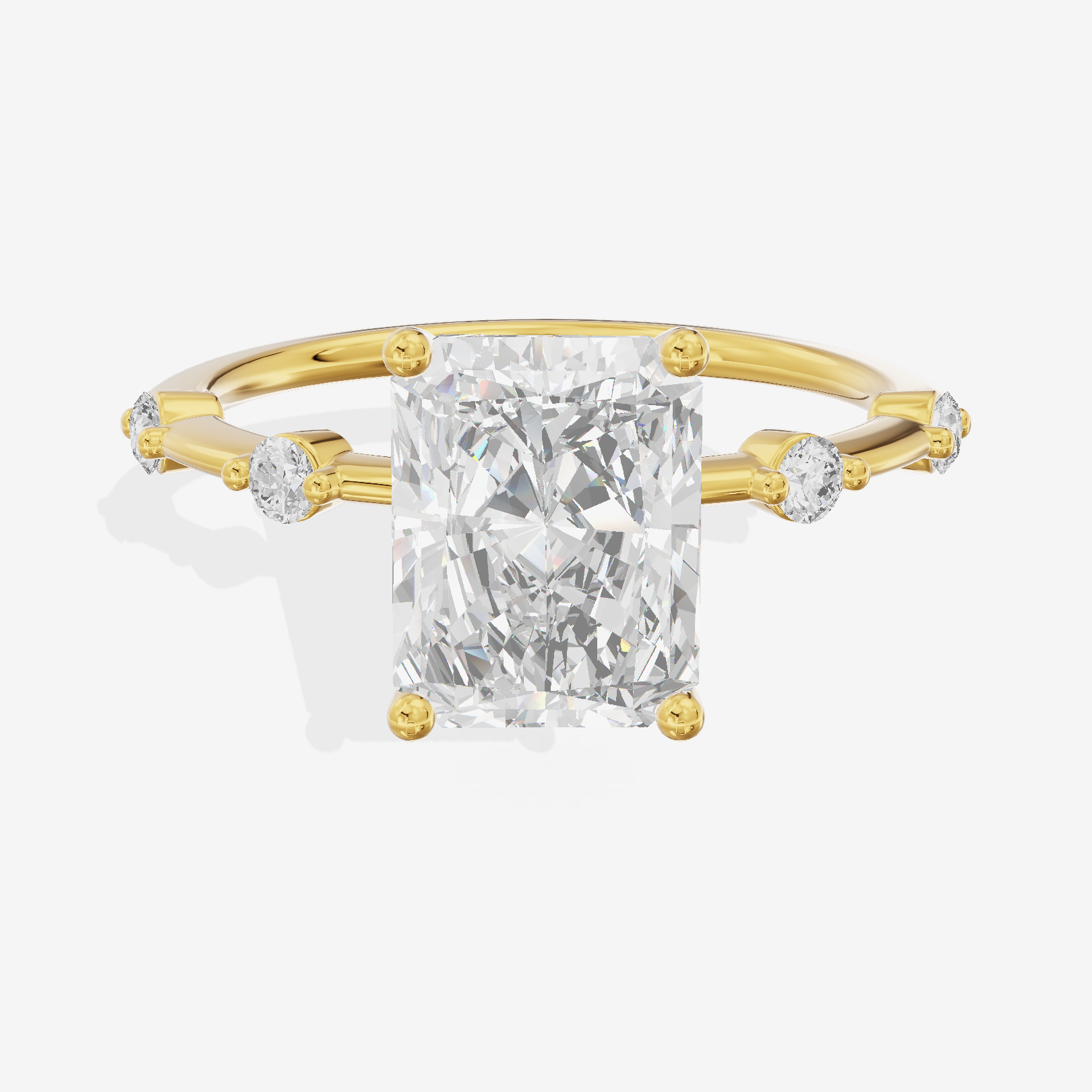 Bowed Heartline Radiant Engagement Ring with Side Stones (1/10 ct. tw.) in 14K Yellow Gold