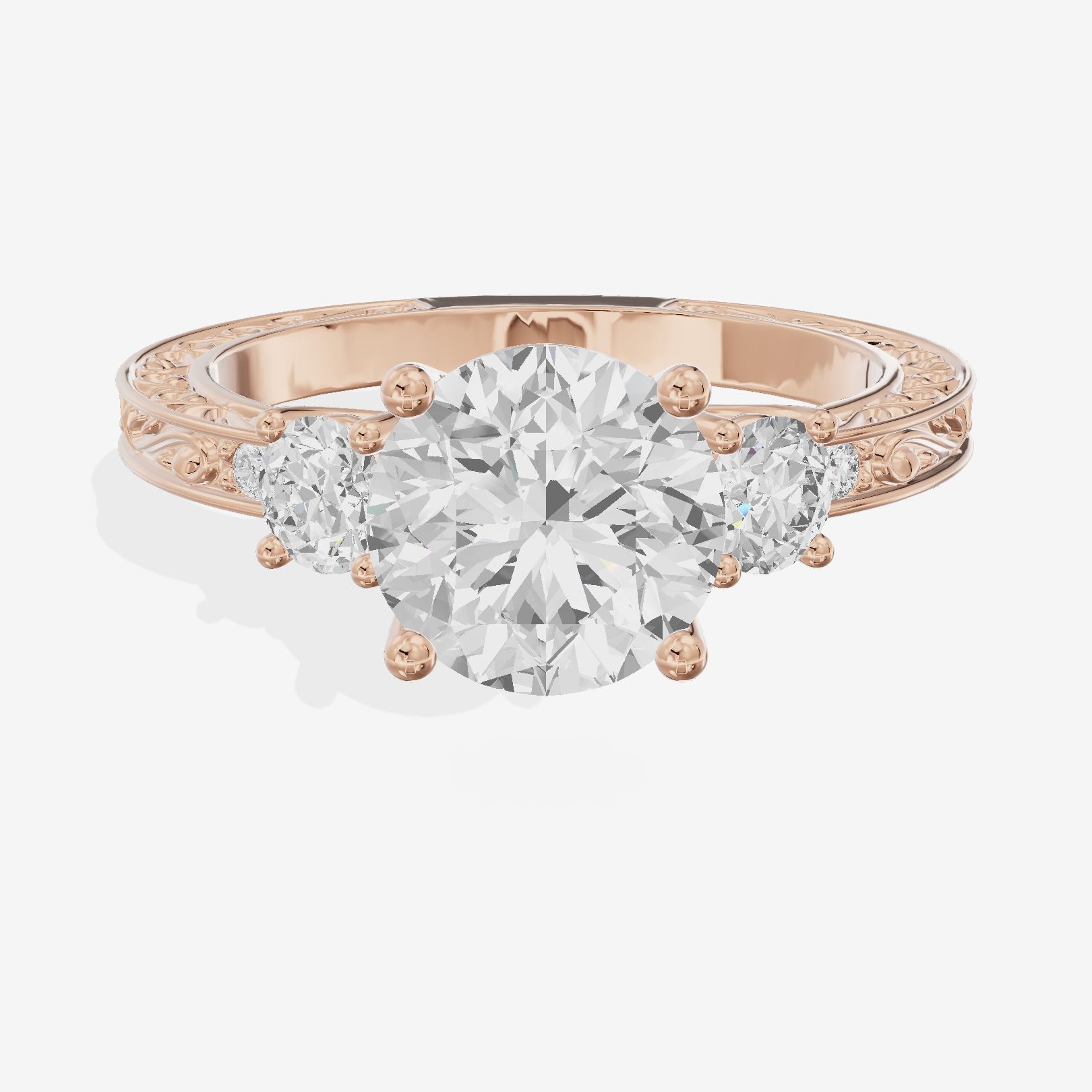 Petite Promezza Three Stone Round Engagement Ring (2/5 ct. tw.) in 14K Rose Gold