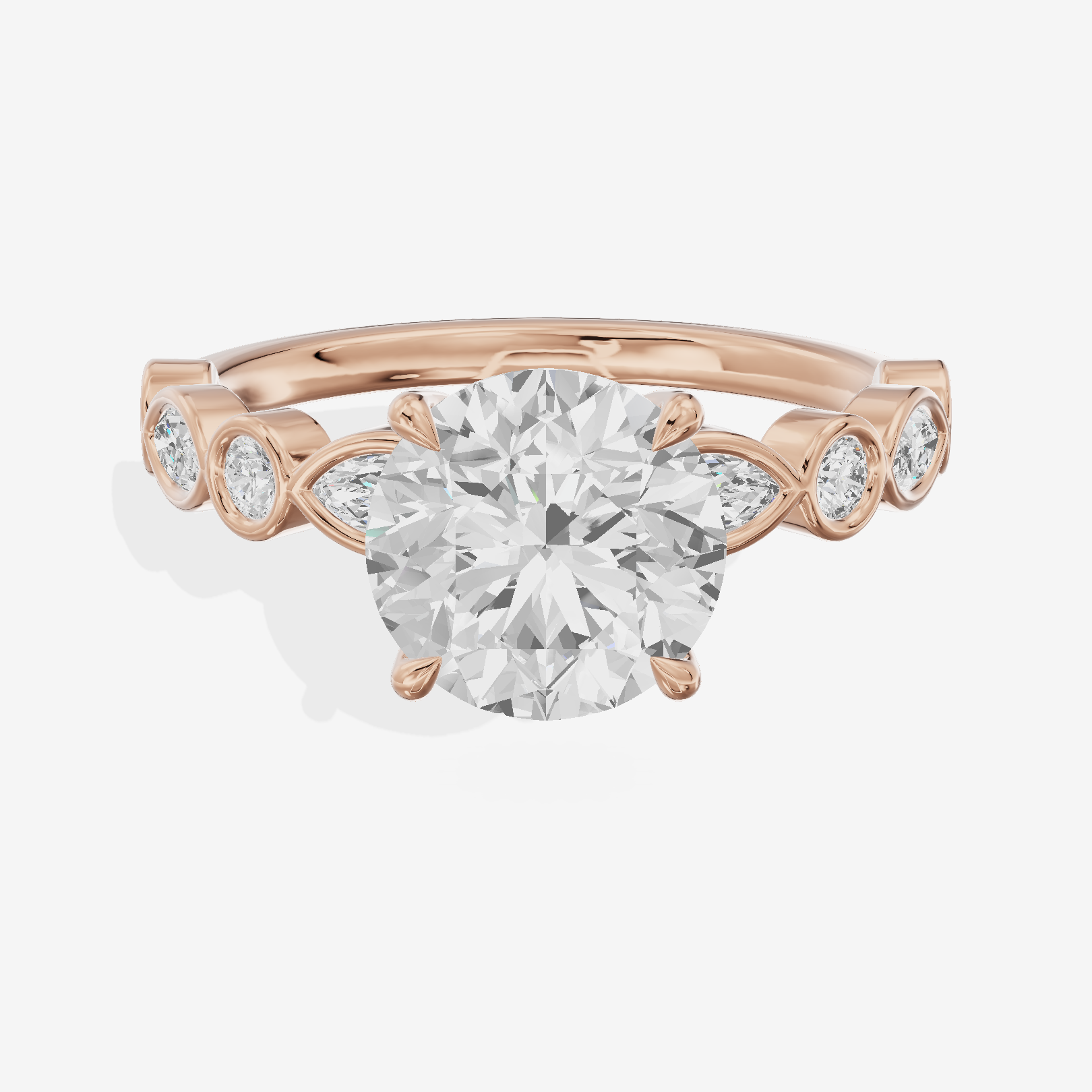 Tender Aurea Round Engagement Ring with Side Stones (1 ct. tw.) in 18K Rose Gold