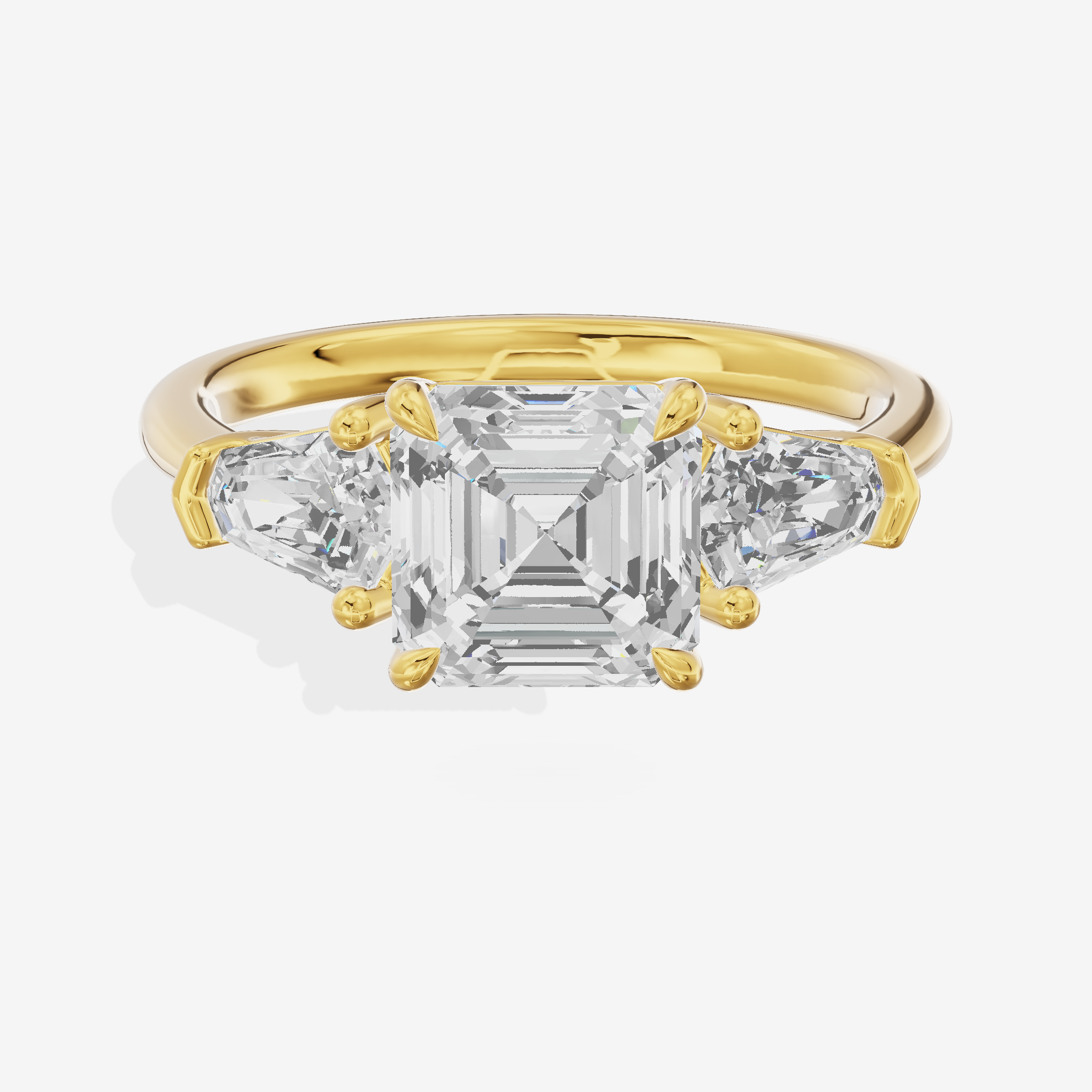 Classic Mirth Asscher Three Stone Engagement Ring (1/2 ct. tw.) in 14K Yellow Gold