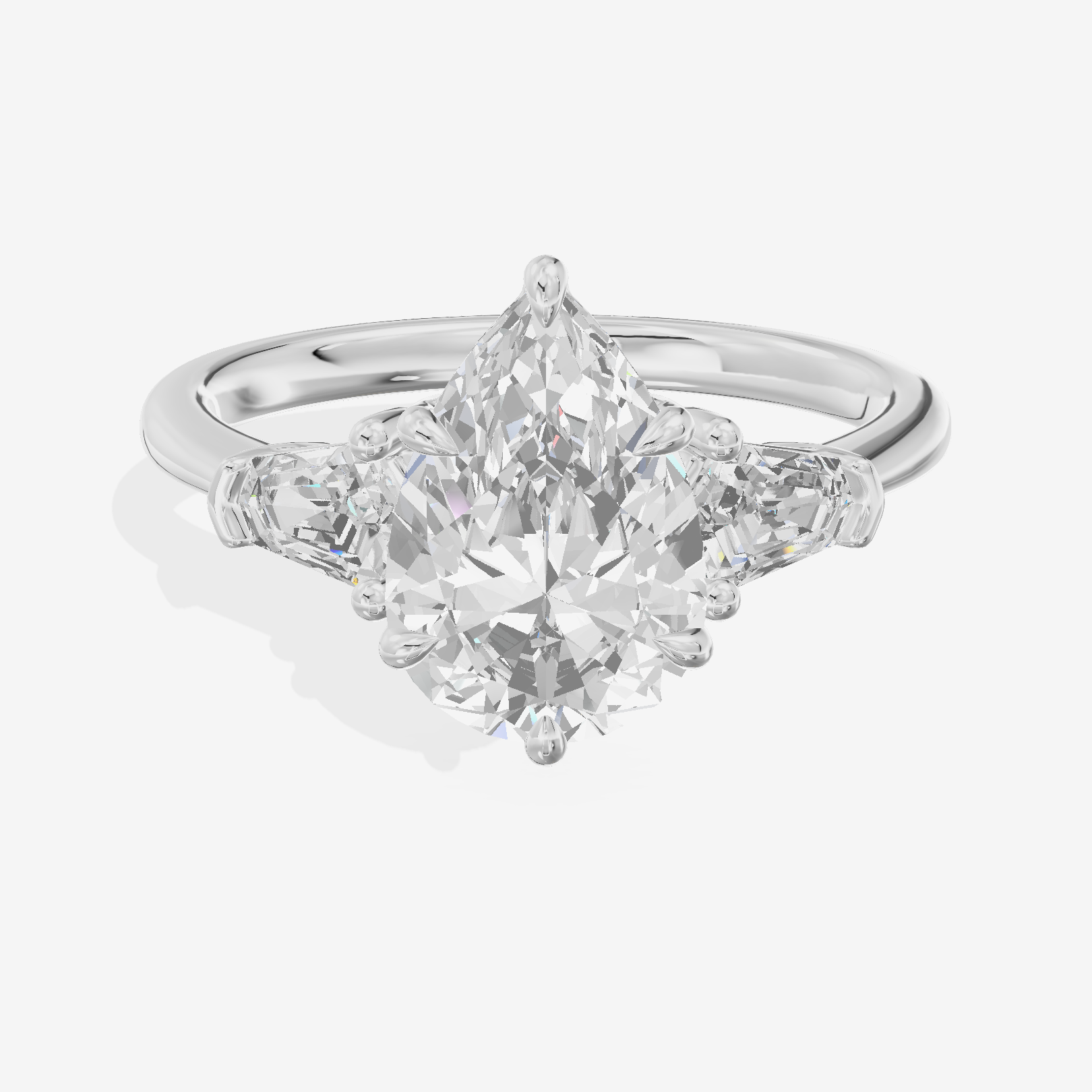 Maia Three Stone Pear Engagement Ring (1/4 ct. tw.) in Platinum