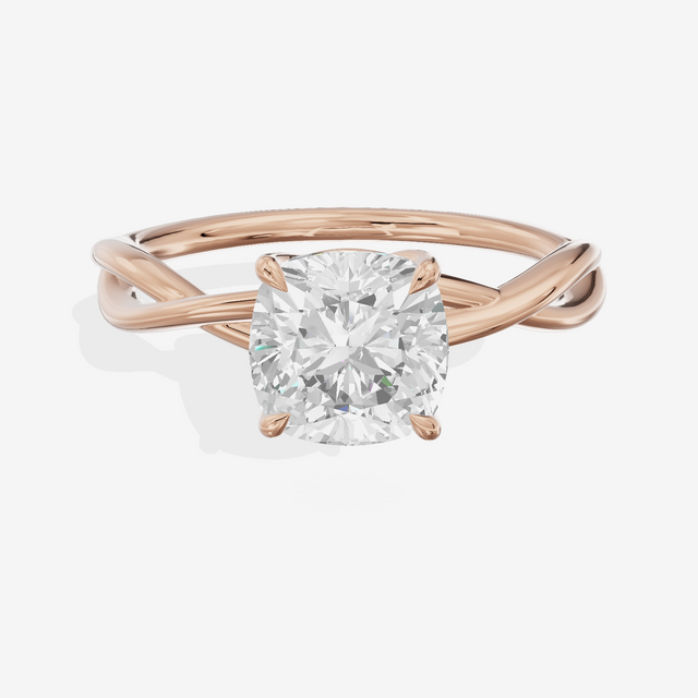 Twined Sincere Cushion Twisted Engagement Ring in 14K Rose Gold