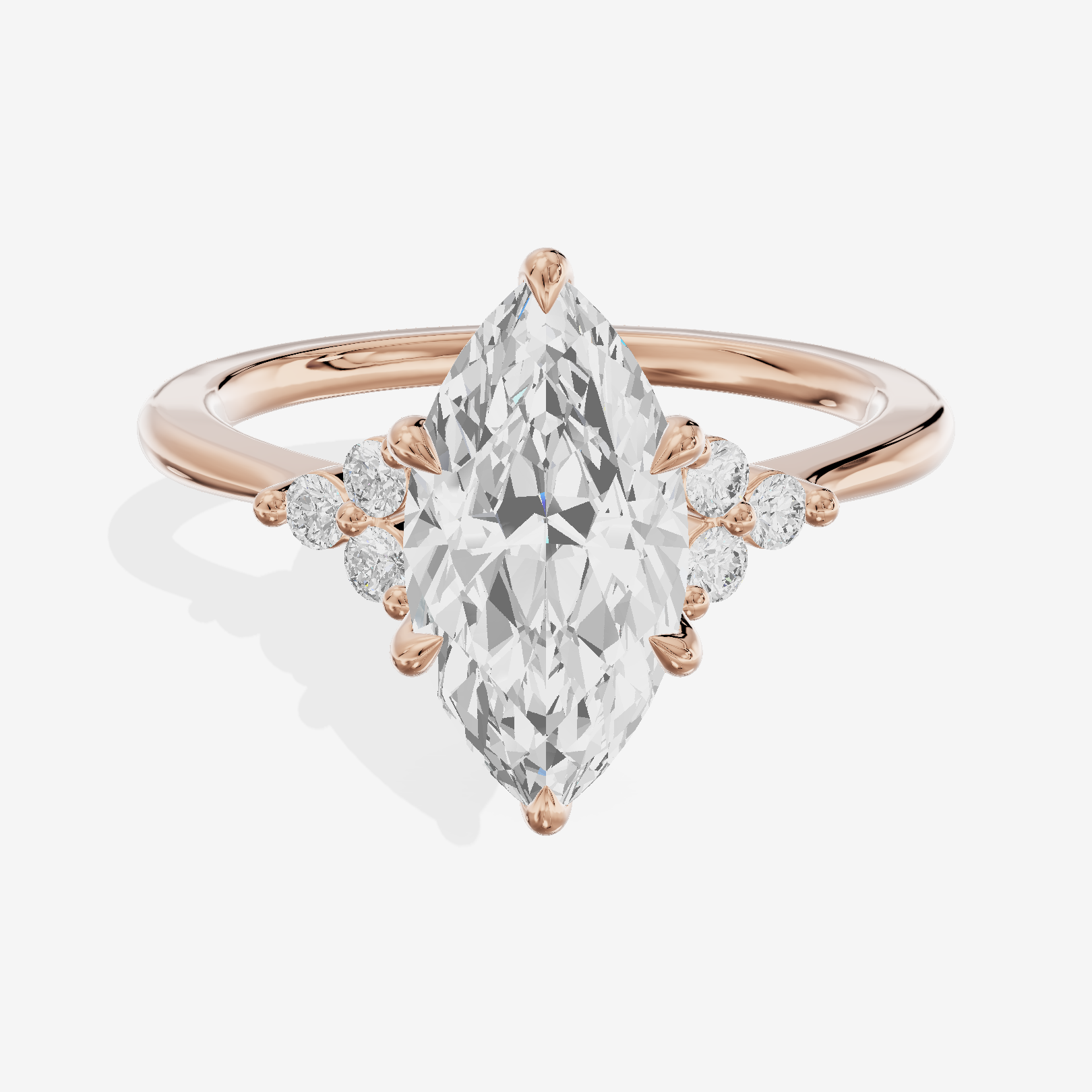 Modern Heartline Marquise Engagement Ring with Side Stones (1/2 ct. tw.) in 18K Rose Gold