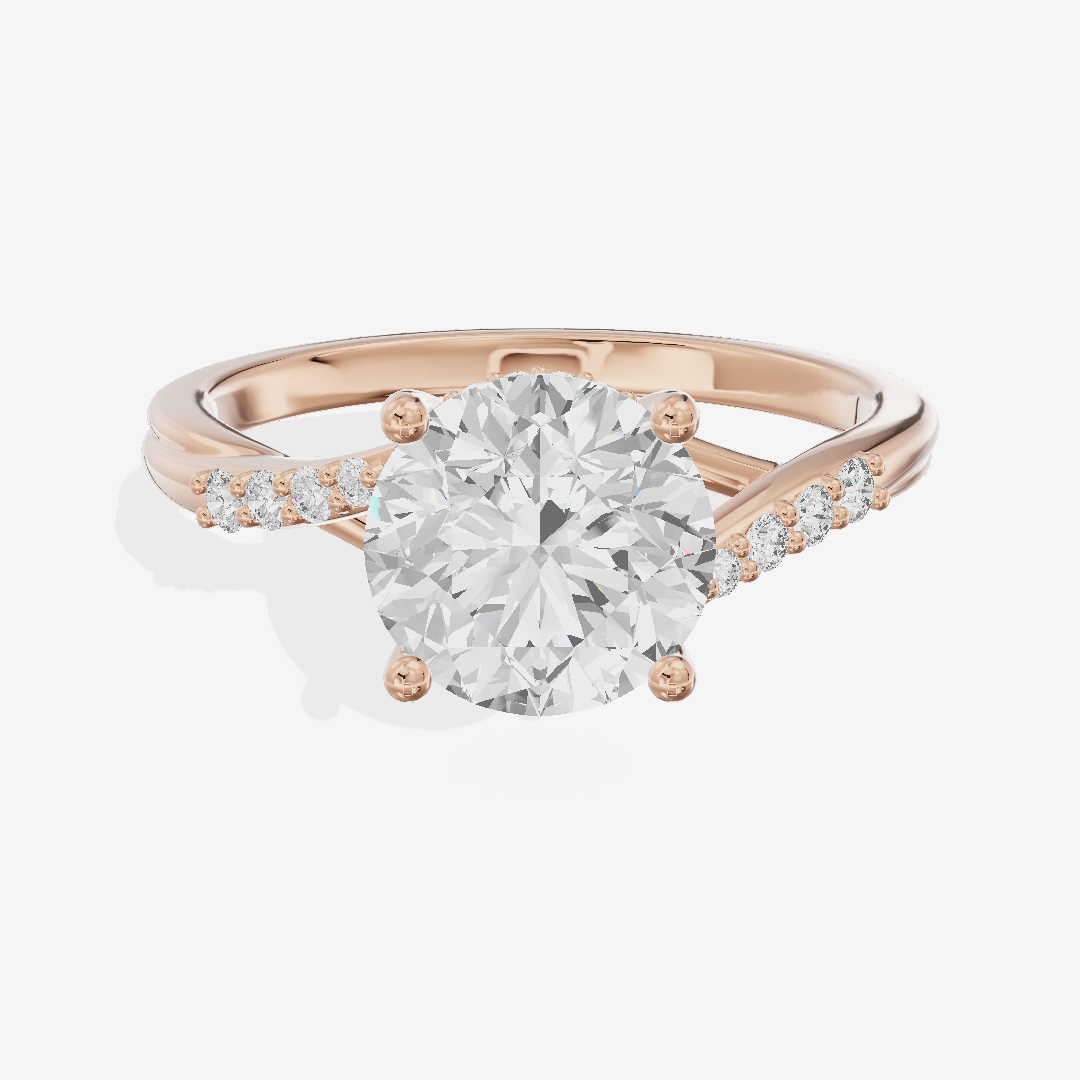 Aimora Hidden Halo Round Engagement Ring (1/8 ct. tw.) in 14K Rose Gold