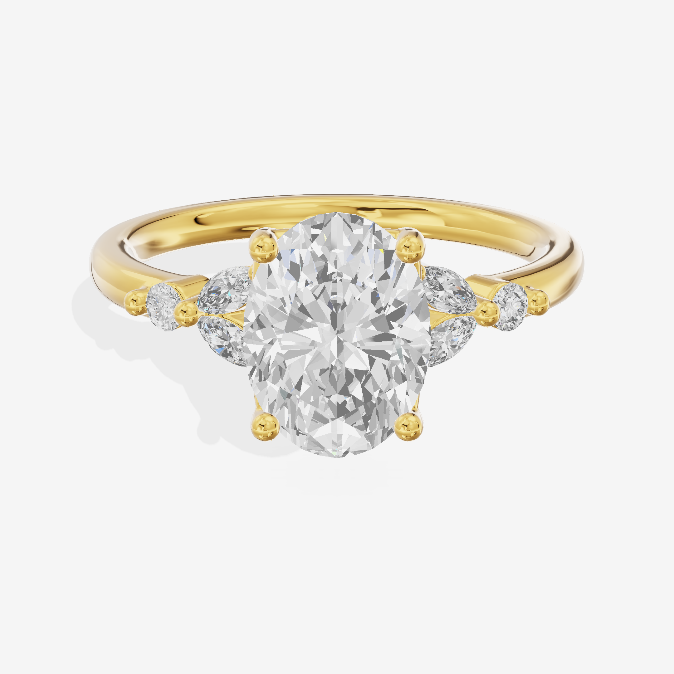 Whispered Halcyon Oval Engagement Ring with Side Stones (1/6 ct. tw.) in 14K Yellow Gold