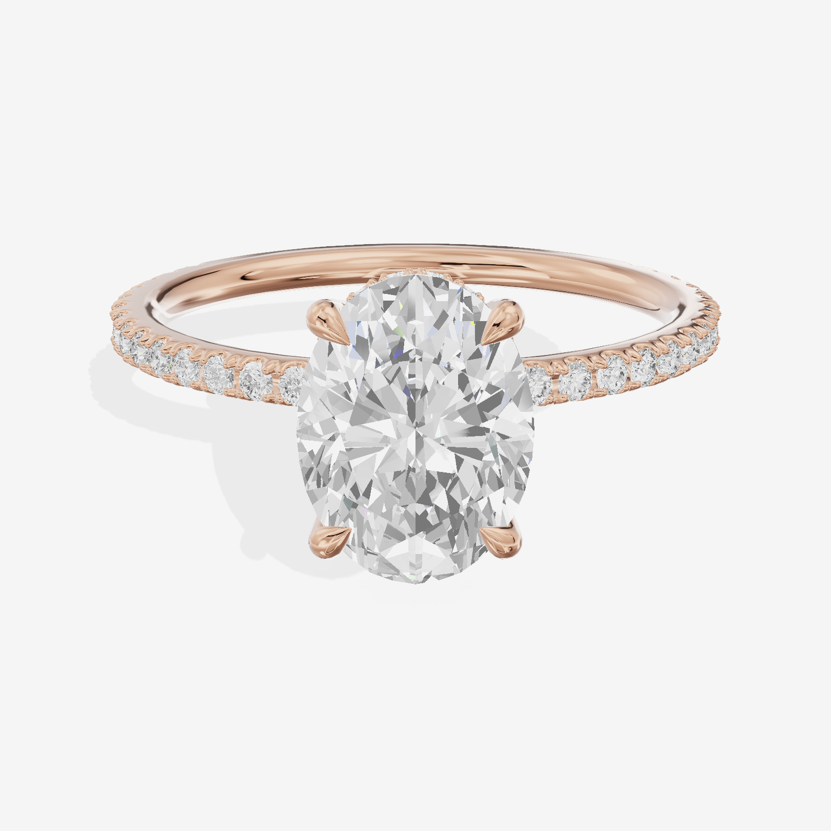 Promezza Pavé Oval Engagement Ring (1/4 ct. tw.) in 14K Rose Gold