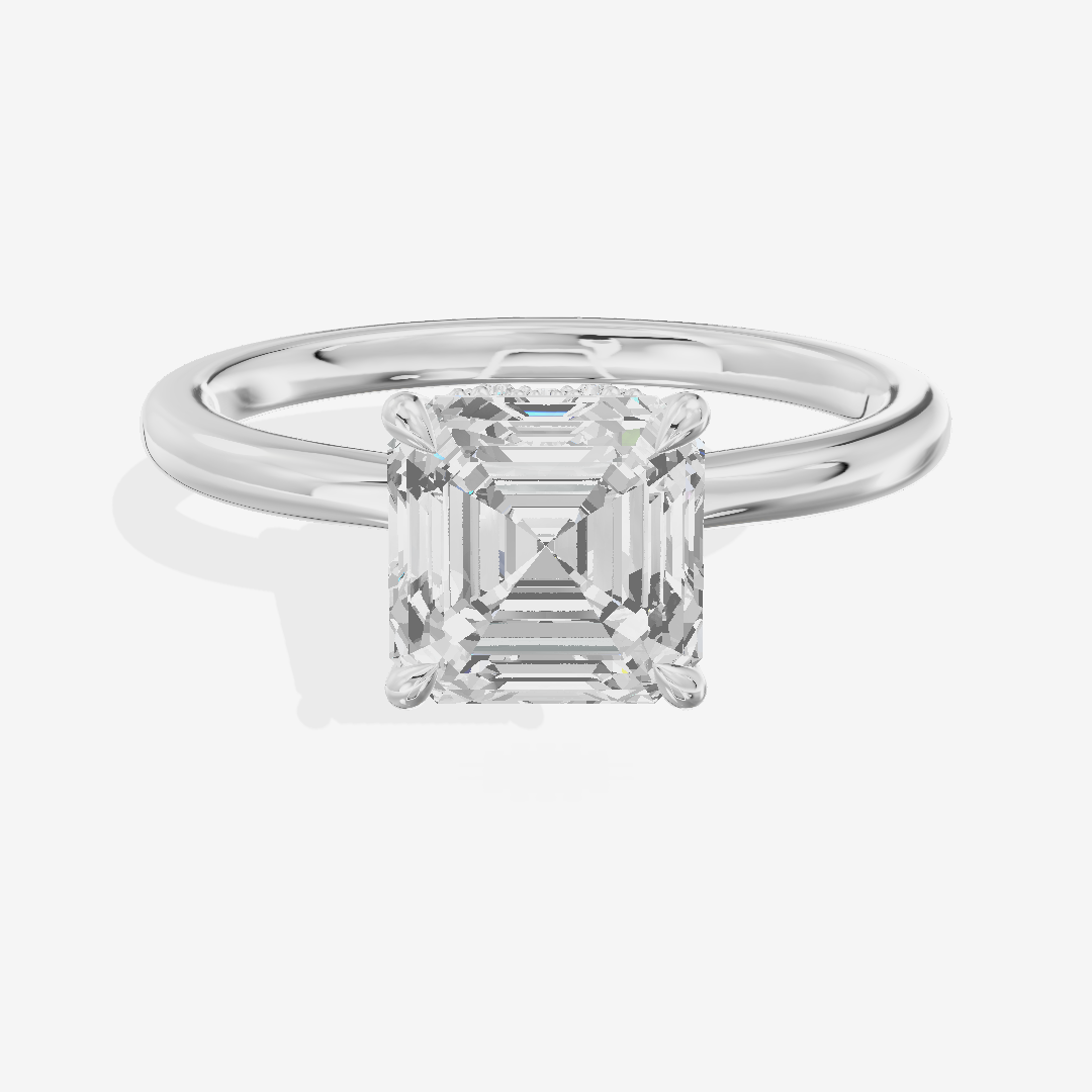 Grand Liviana Asscher Engagement Ring with Side Stones (1/10 ct. tw.) in Platinum
