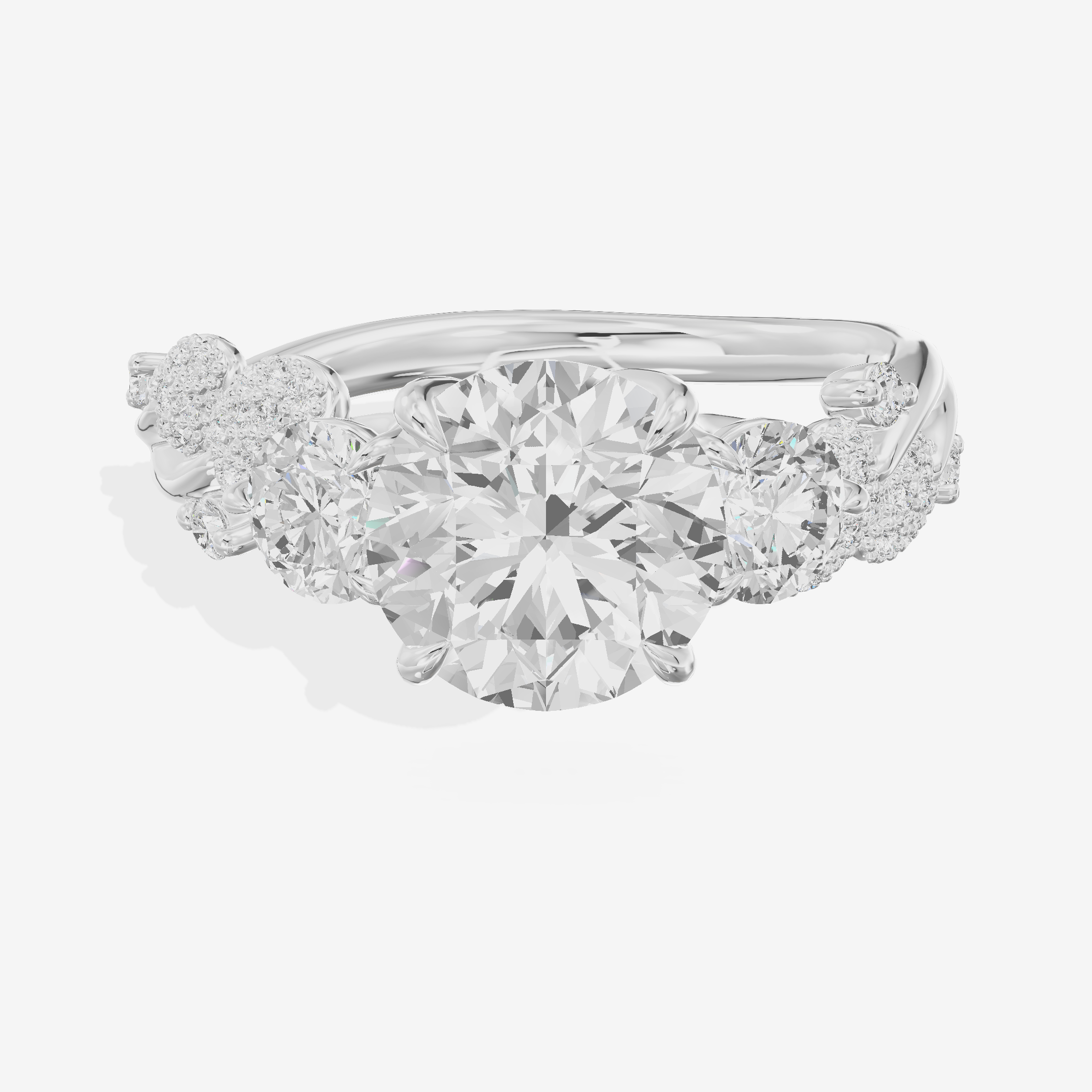 Modern Coeurine Three Stone Round Engagement Ring (1/2 ct. tw.) in 14K White Gold