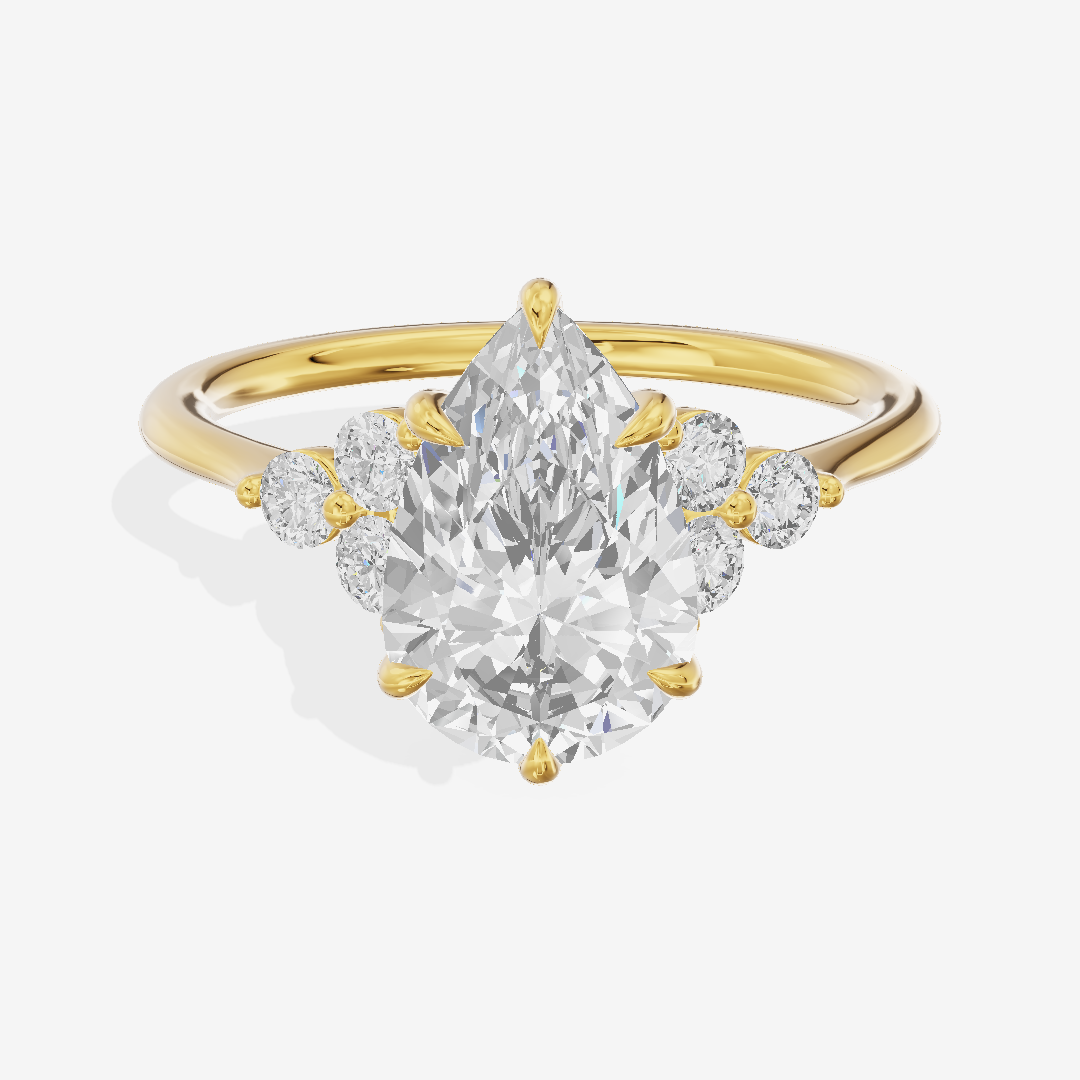 Luxe Trueheart Pear Engagement Ring with Side Stones (1/5 ct. tw.) in 14K Yellow Gold